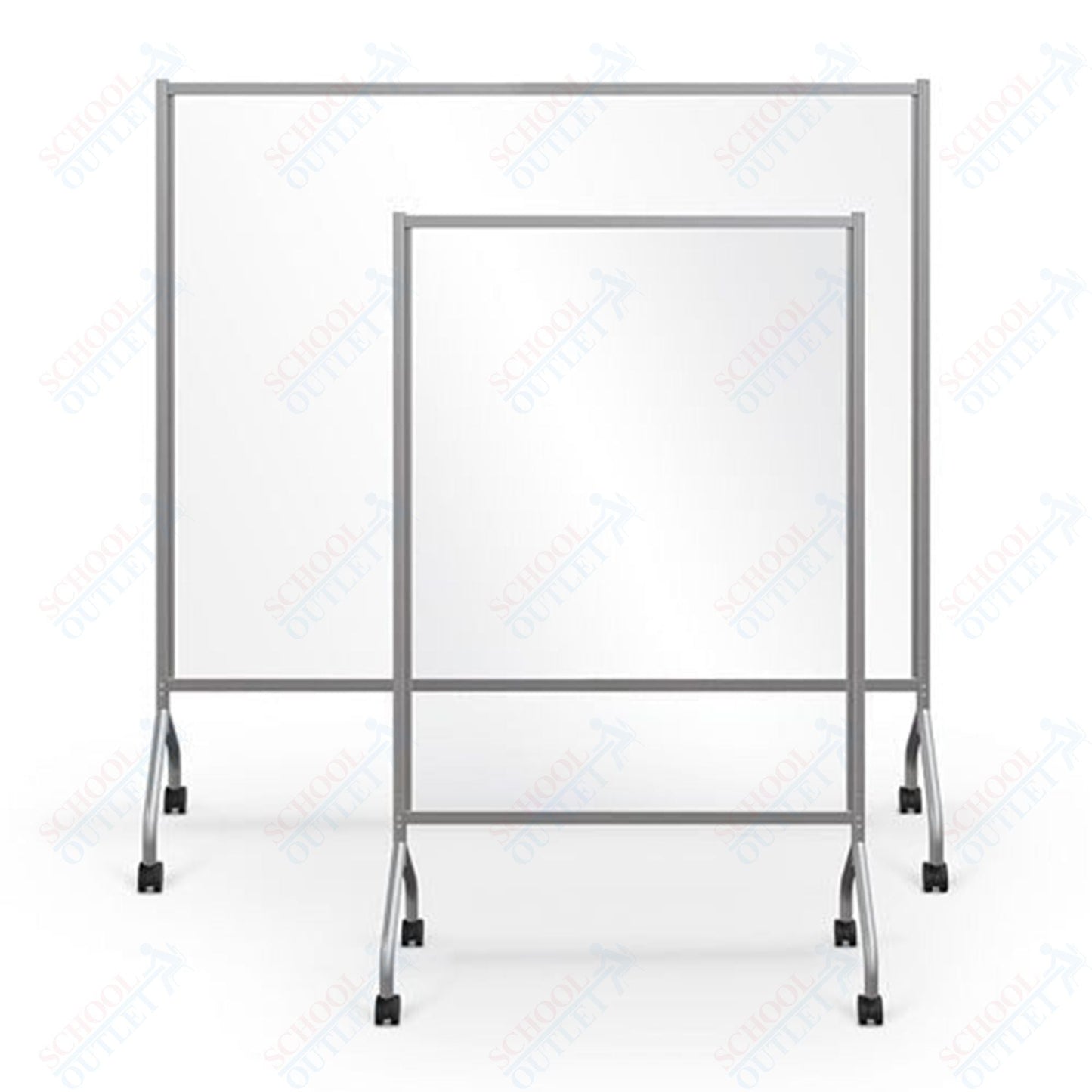 MooreCo 625XX - CLEAR - Essentials Mobile Clear Divider 71.8"H x 42"W or 71.7"W x 21"D - Clear Panel Platinum - SchoolOutlet