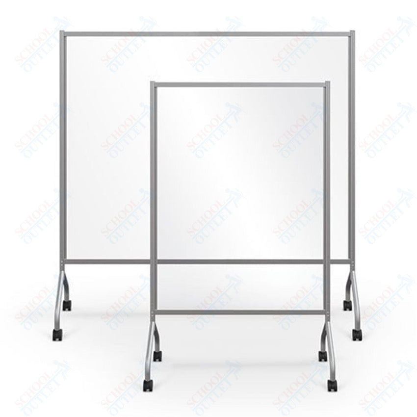 MooreCo 625XX - CLEAR - Essentials Mobile Clear Divider 71.8"H x 42"W or 71.7"W x 21"D - Clear Panel Platinum - SchoolOutlet