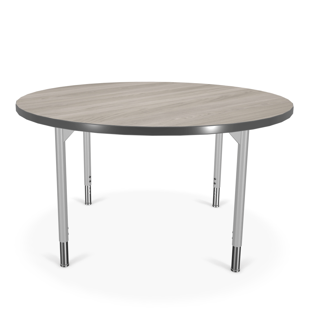 MooreCo Hierarchy Round Activity Table 48" Diameter, Adjustable Height - Platinum Legs - SchoolOutlet