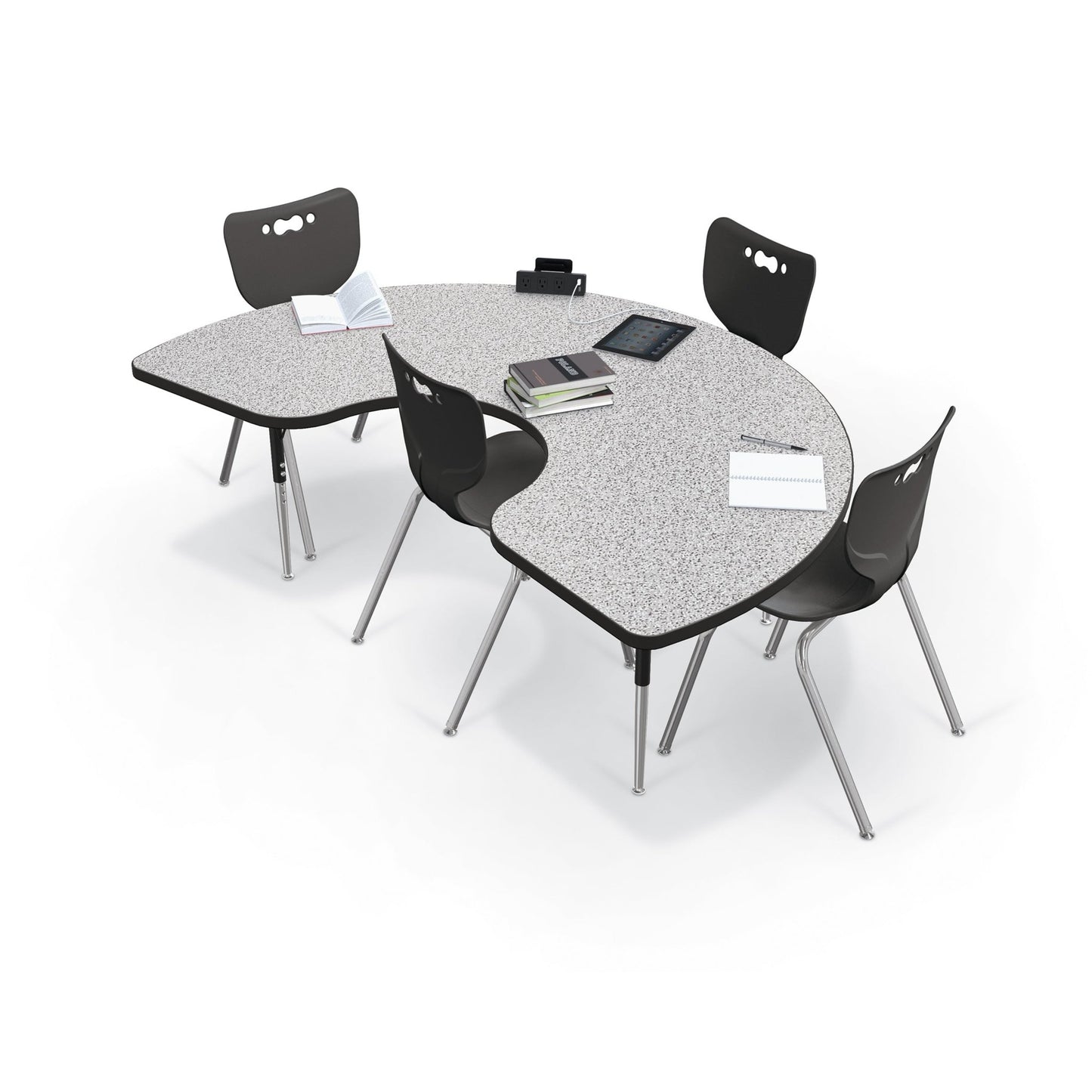 Mooreco Activity Table - 48"D x 72"W - Kidney - Black Edgeband (Mooreco 90527-V) - SchoolOutlet