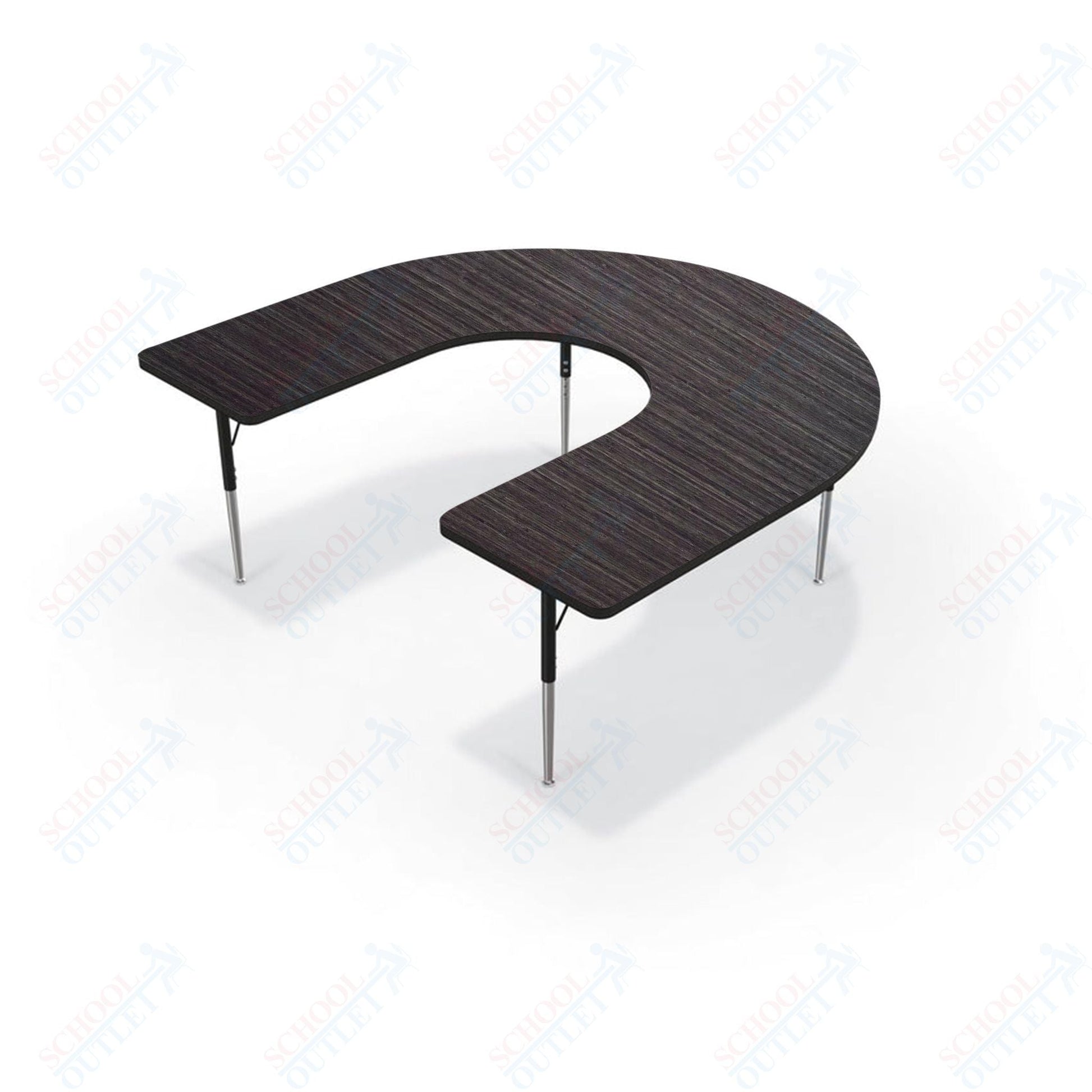 Mooreco Activity Table - 60"D x 66"W - Horseshoe - Black Edgeband (Mooreco 90527 - W) - SchoolOutlet