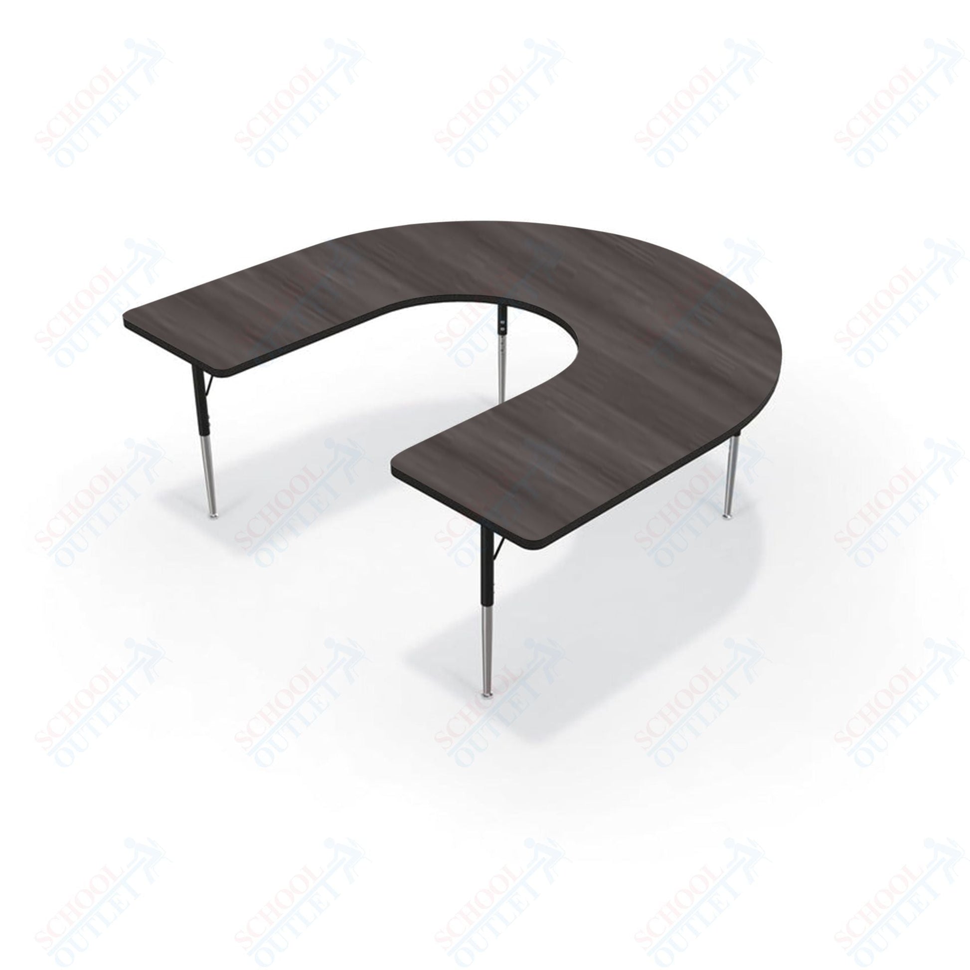 Mooreco Activity Table - 60"D x 66"W - Horseshoe - Black Edgeband (Mooreco 90527 - W) - SchoolOutlet