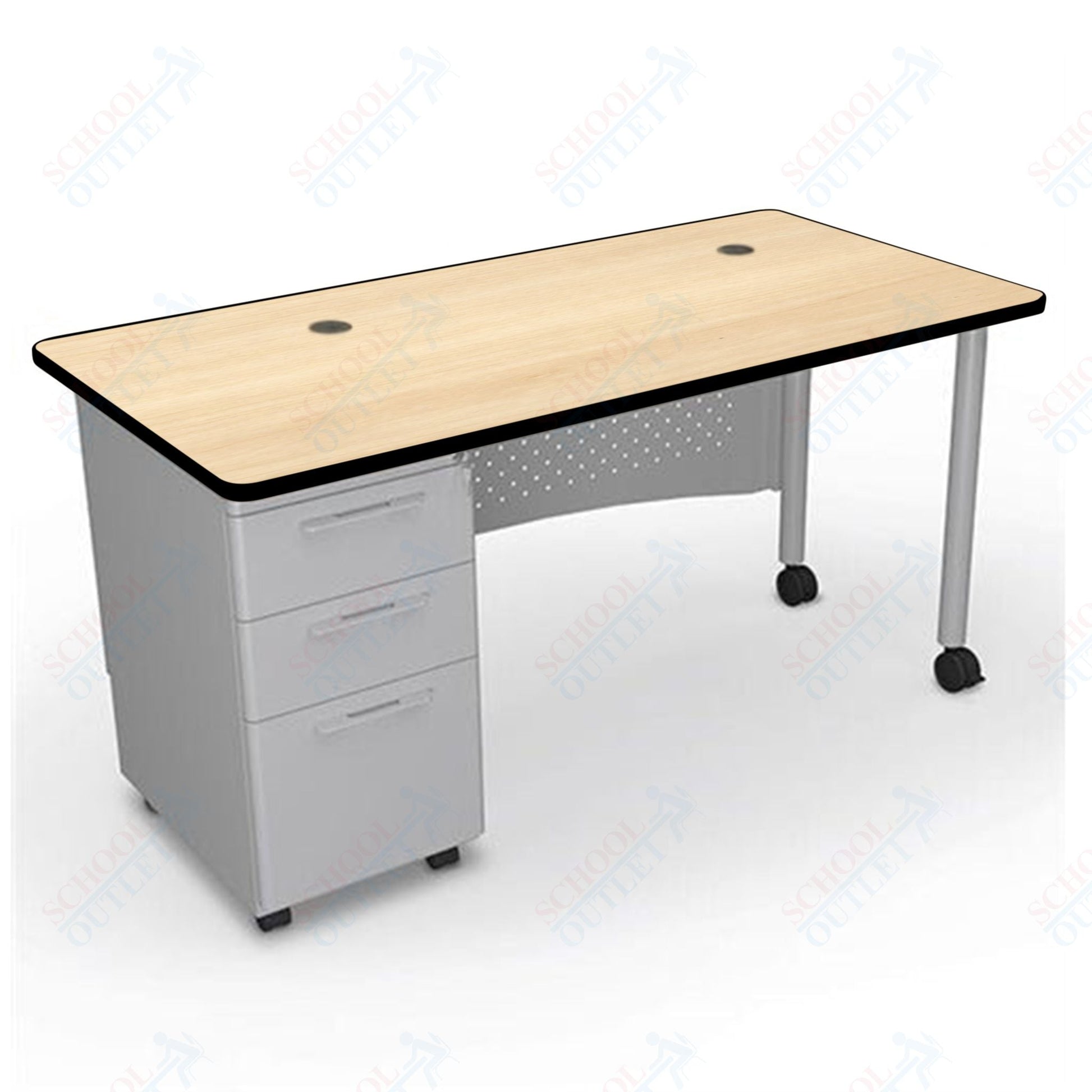 Mooreco 91775 Avid Modular Single Pedestal Desk 60"W x 24"D x 29.8"H (Mooreco 91775) - SchoolOutlet