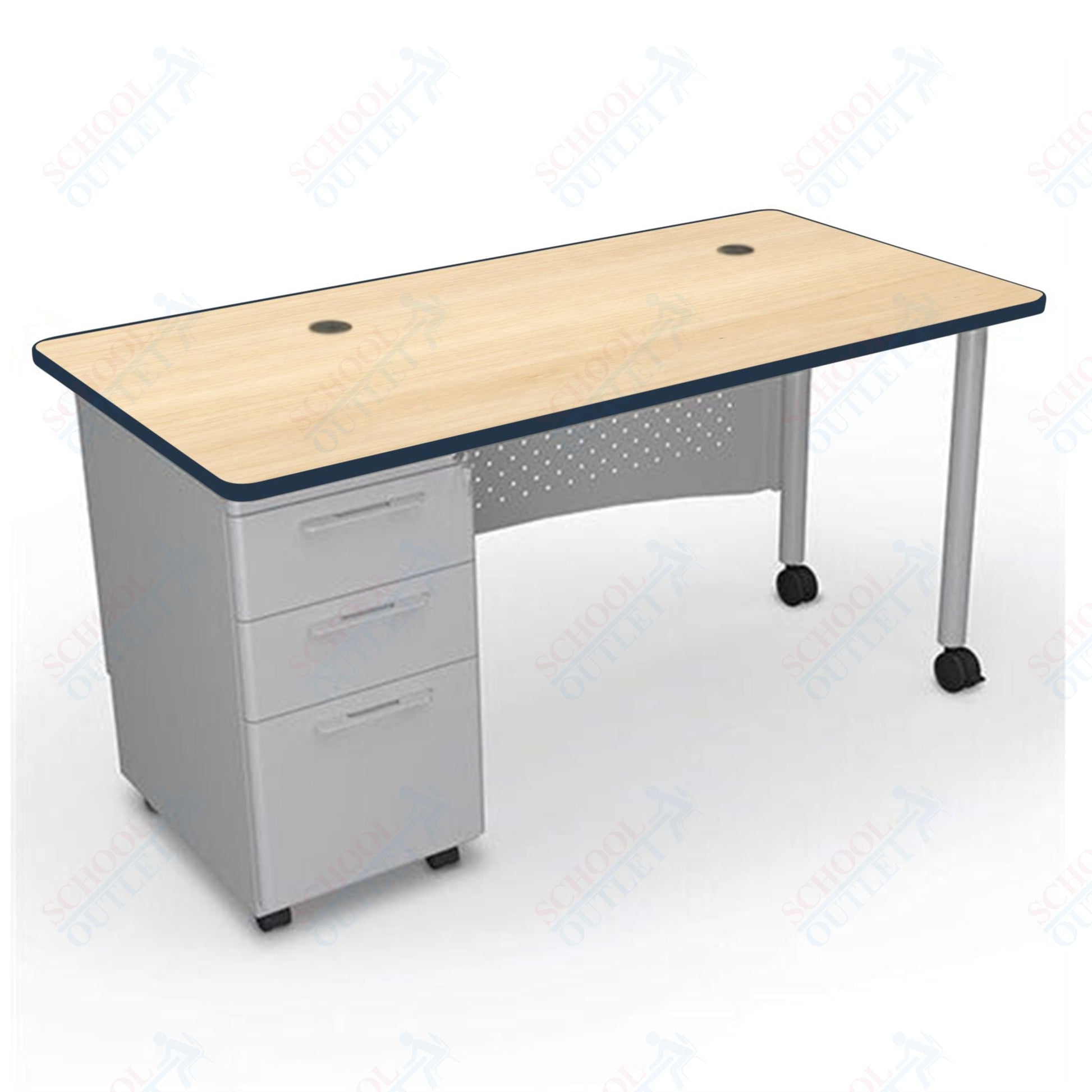 Mooreco 91775 Avid Modular Single Pedestal Desk 60"W x 24"D x 29.8"H (Mooreco 91775) - SchoolOutlet