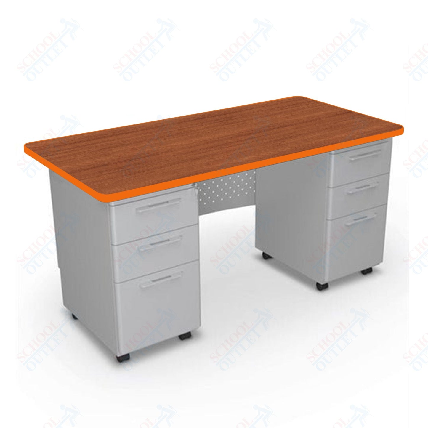 Mooreco 91779 Avid Modular Double Pedestal Desk 60"W x 24"D x 29.8"H (Mooreco 91779) - SchoolOutlet