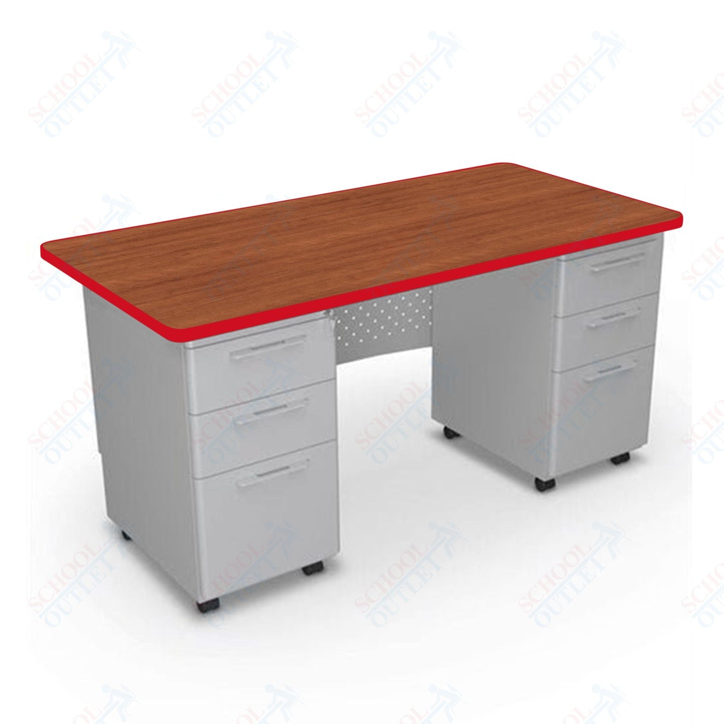 Mooreco 91779 Avid Modular Double Pedestal Desk 60"W x 24"D x 29.8"H (Mooreco 91779) - SchoolOutlet