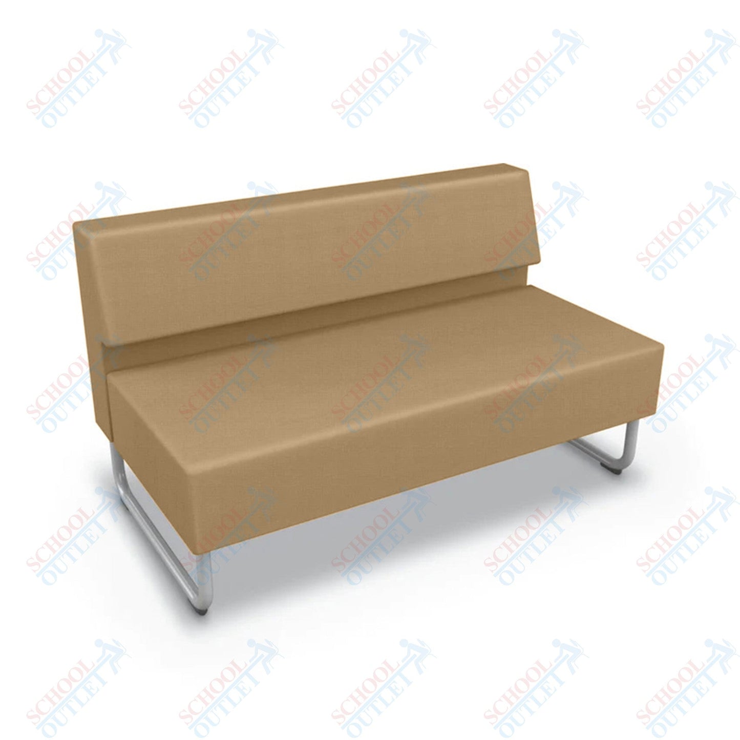 Mooreco Akt Soft Seating Lounge Loveseat - Armless - Grade 02 Fabric and Powder Coated Sled Legs - SchoolOutlet