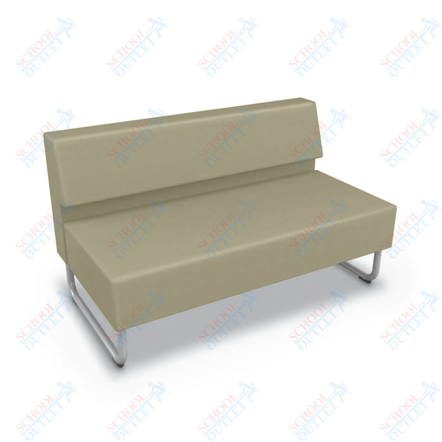 Mooreco Akt Soft Seating Lounge Loveseat - Armless - Grade 02 Fabric and Powder Coated Sled Legs - SchoolOutlet