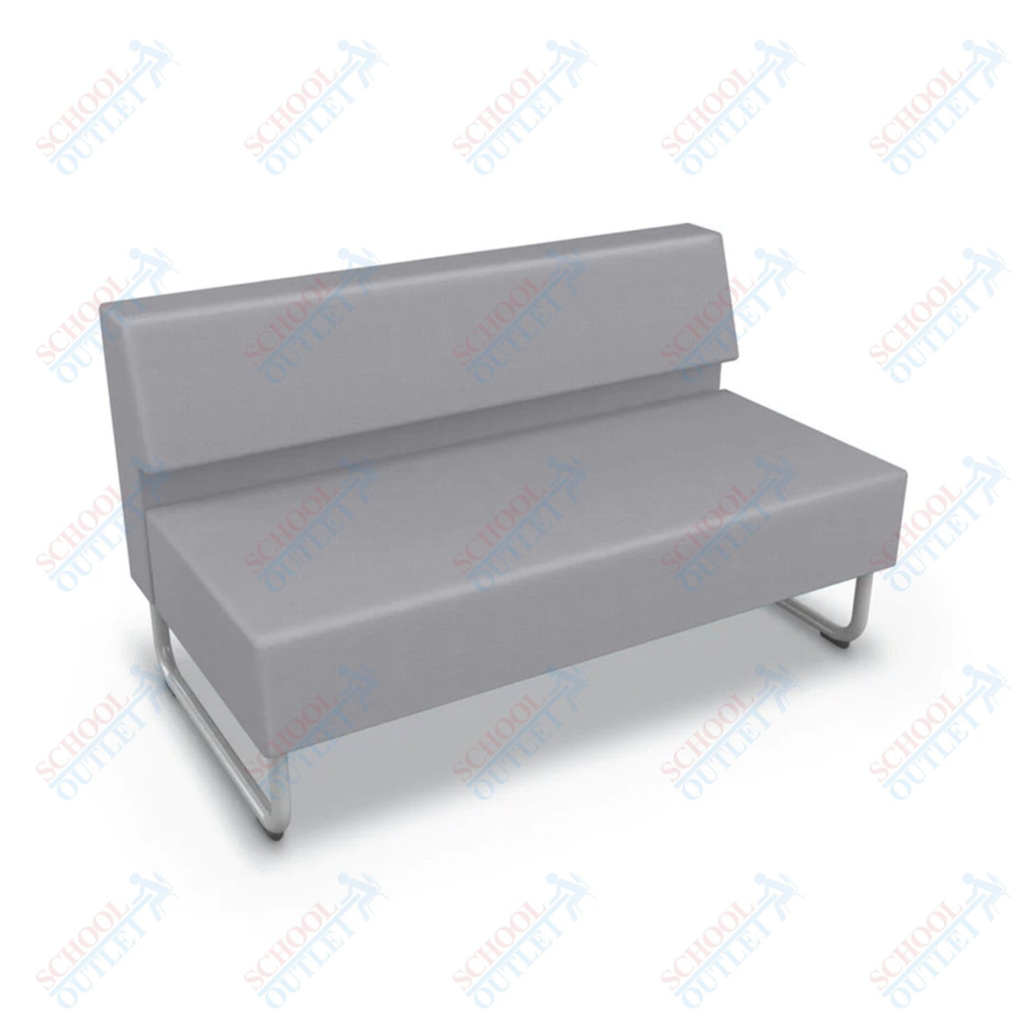 Mooreco Akt Soft Seating Lounge Loveseat - Armless - Grade 02 Fabric and Powder Coated Sled Legs - SchoolOutlet