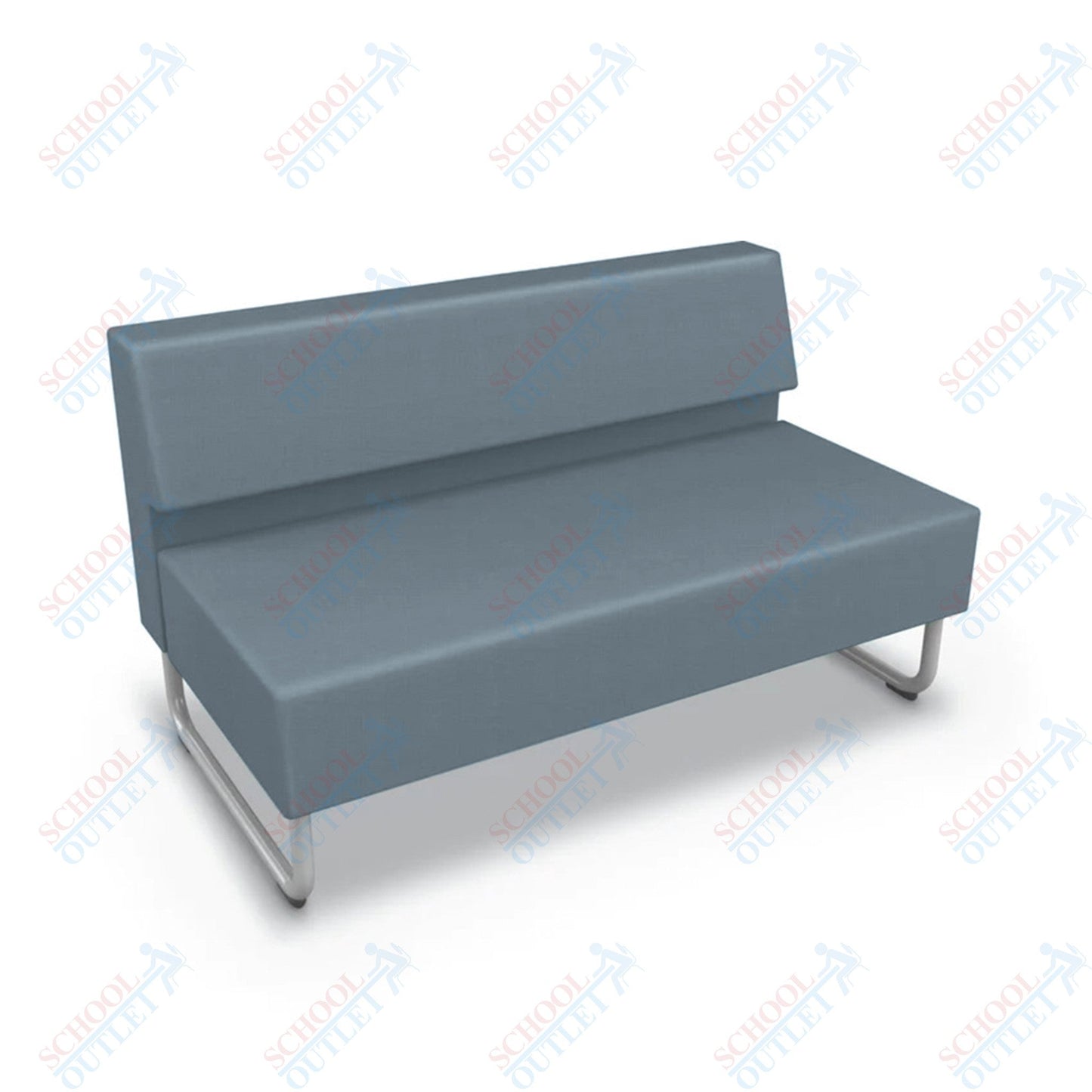 Mooreco Akt Soft Seating Lounge Loveseat - Armless - Grade 02 Fabric and Powder Coated Sled Legs - SchoolOutlet