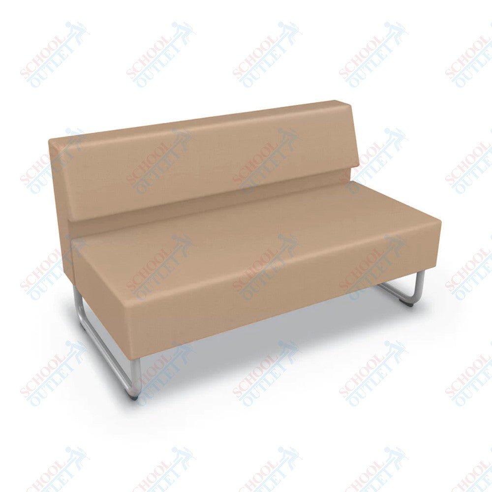 Mooreco Akt Soft Seating Lounge Loveseat - Armless - Grade 02 Fabric and Powder Coated Sled Legs - SchoolOutlet