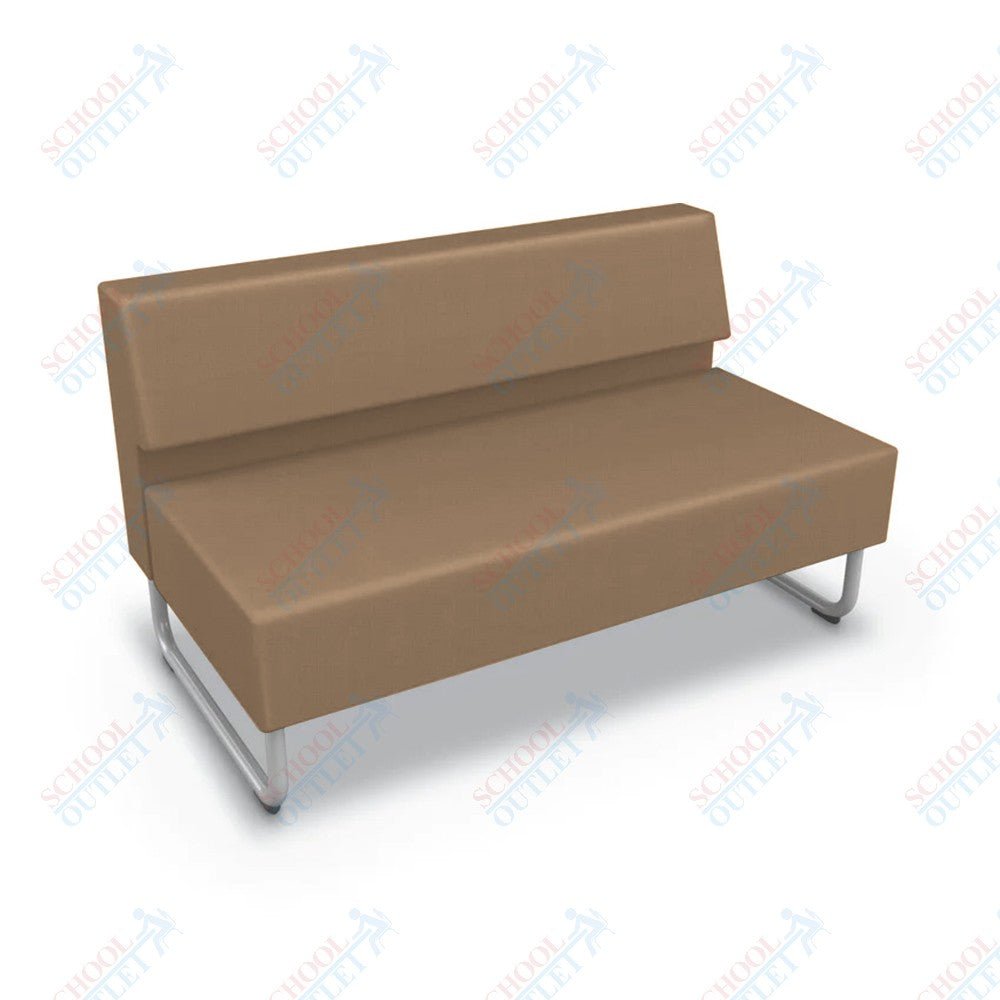 Mooreco Akt Soft Seating Lounge Loveseat - Armless - Grade 02 Fabric and Powder Coated Sled Legs - SchoolOutlet