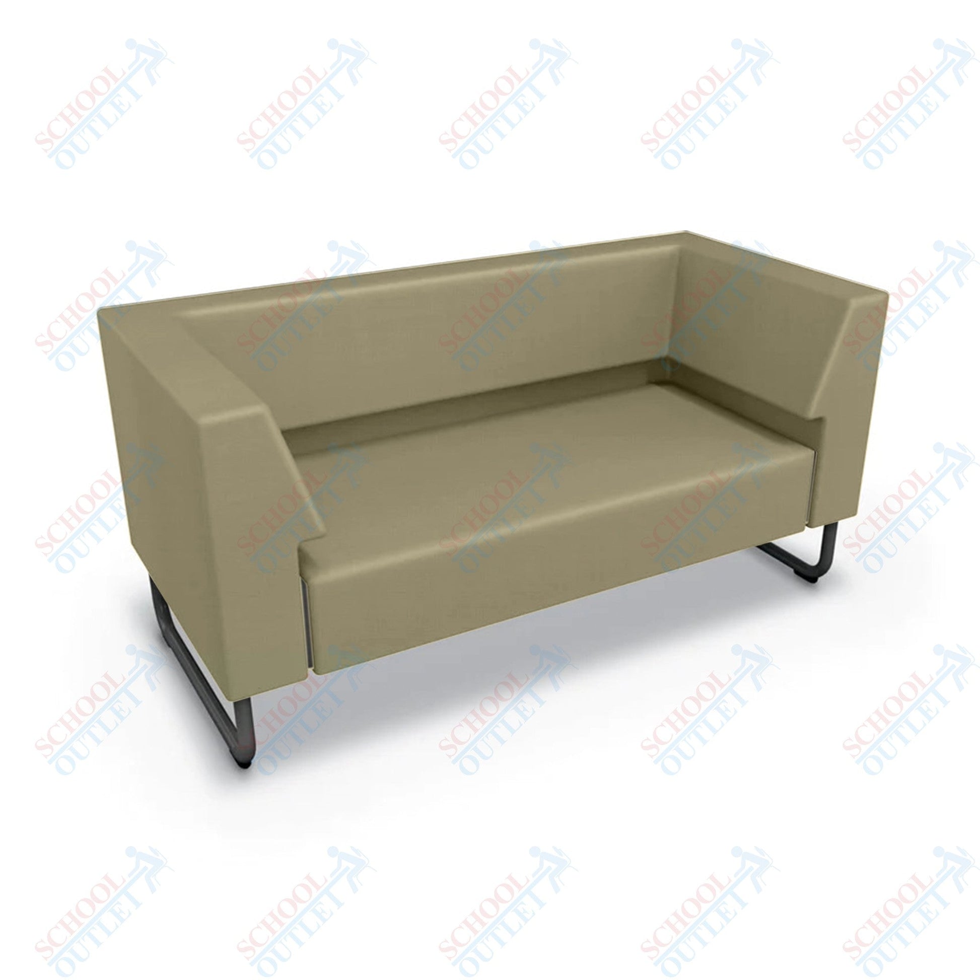 Mooreco Akt Soft Seating Lounge Loveseat - Both Arms - Grade 02 Fabric and Powder Coated Sled Legs - SchoolOutlet