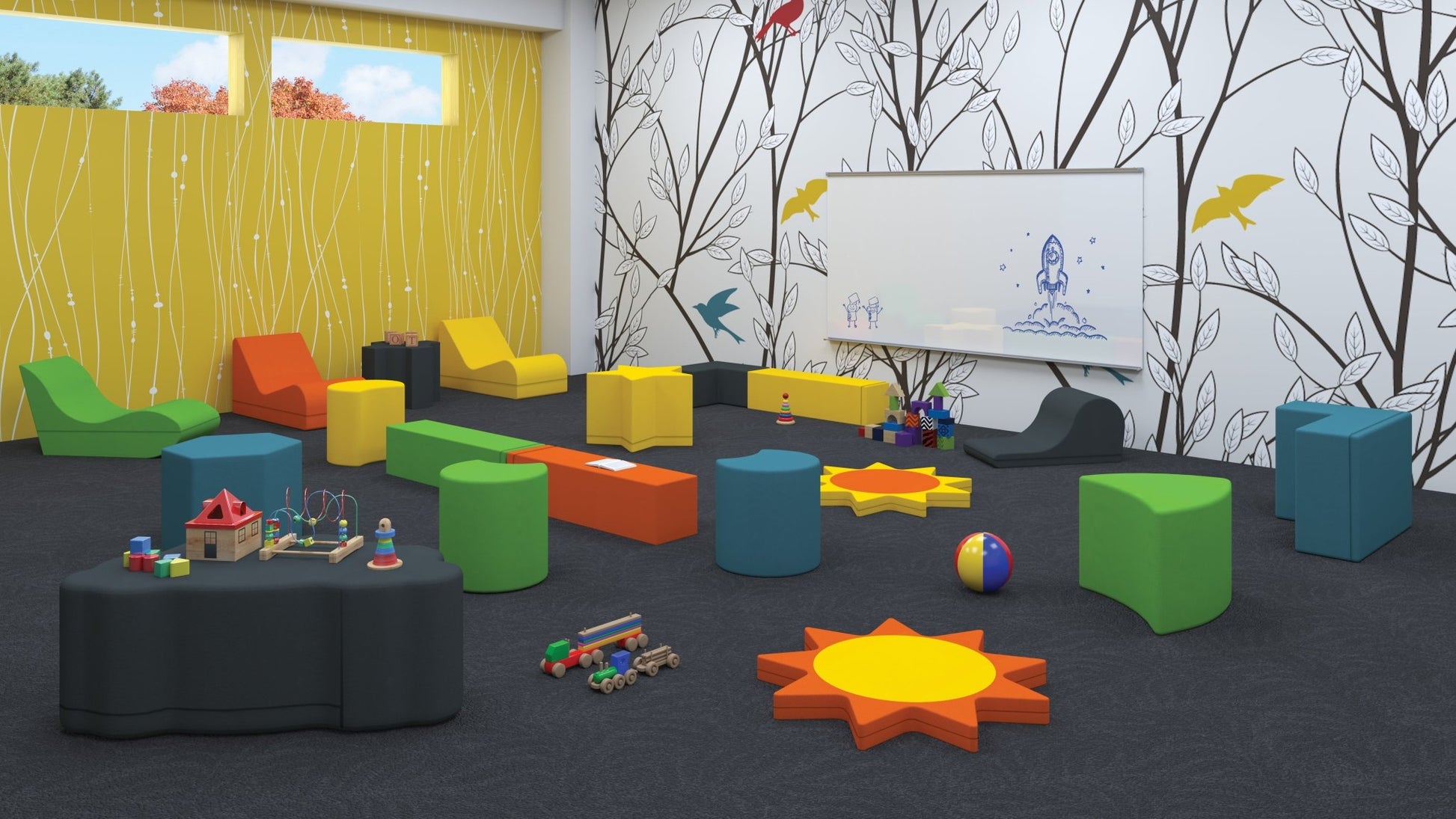 Constellations All Foam Soft Seating, Cool Cloud Shaped Ottoman or Floor Pad by MooreCo - SchoolOutlet