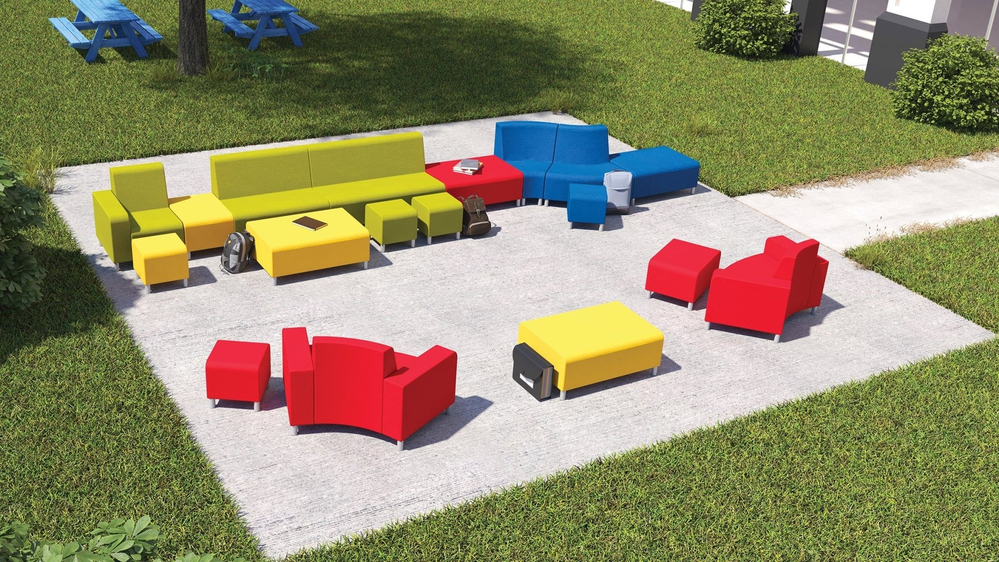 Mooreco Phoeby Outdoor Soft Seating - Loveseat Both Arms - 18" Seat Height (PBA1B1L) - SchoolOutlet