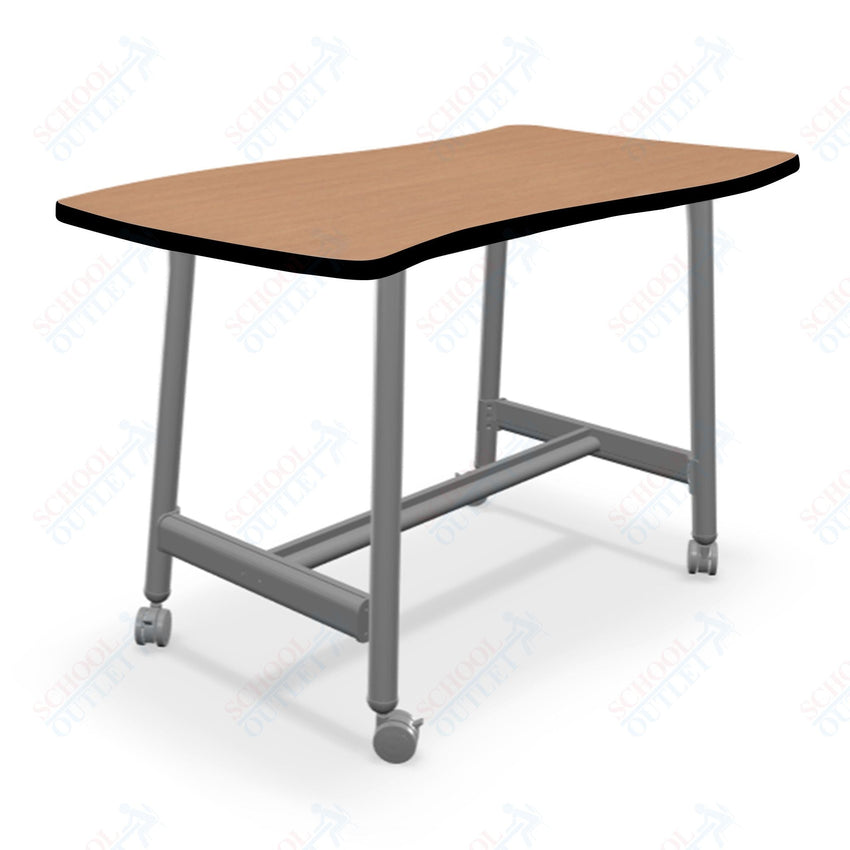 Mooreco Akt Table – Wavy Rectangle, Laminate Top, Fixed Height Available in 29"H, 36"H, or 42"H - SchoolOutlet