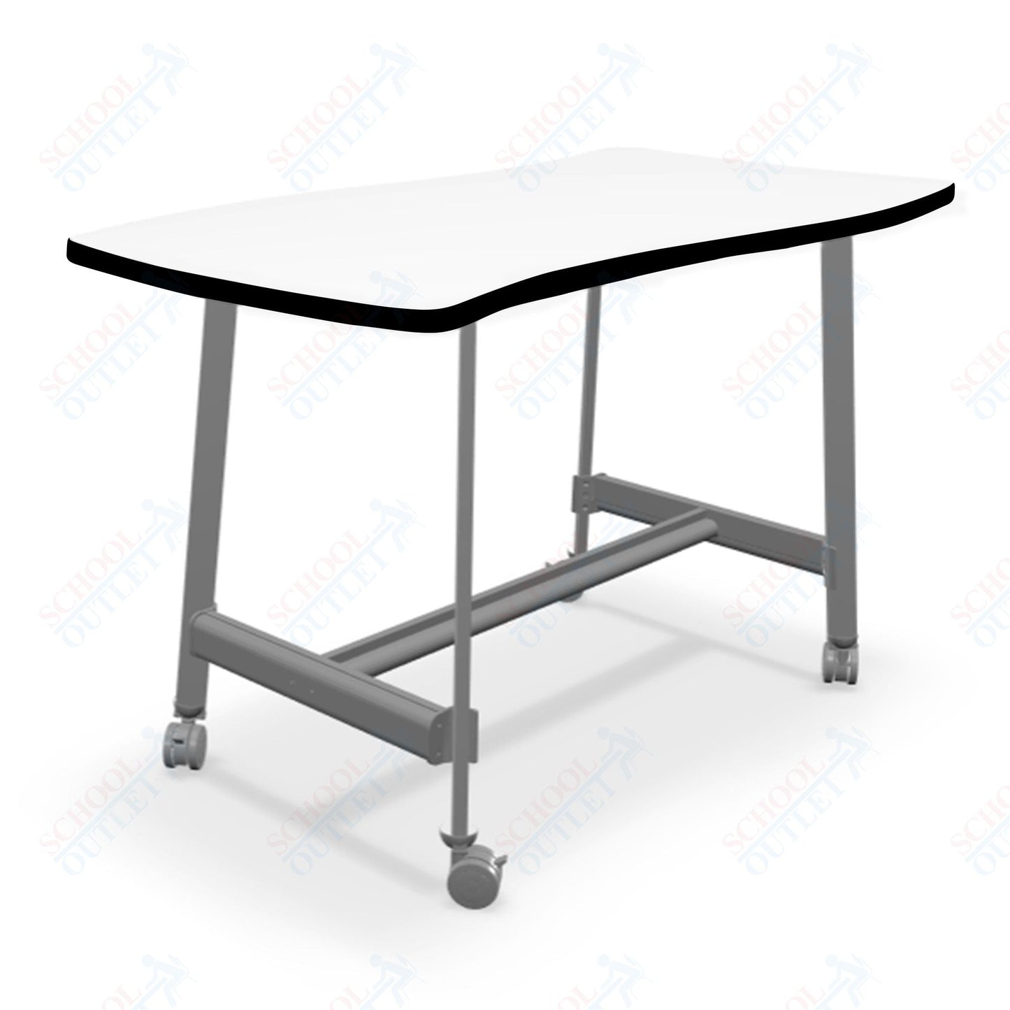 Mooreco Akt Table – Wavy Rectangle, Laminate Top, Fixed Height Available in 29"H, 36"H, or 42"H - SchoolOutlet