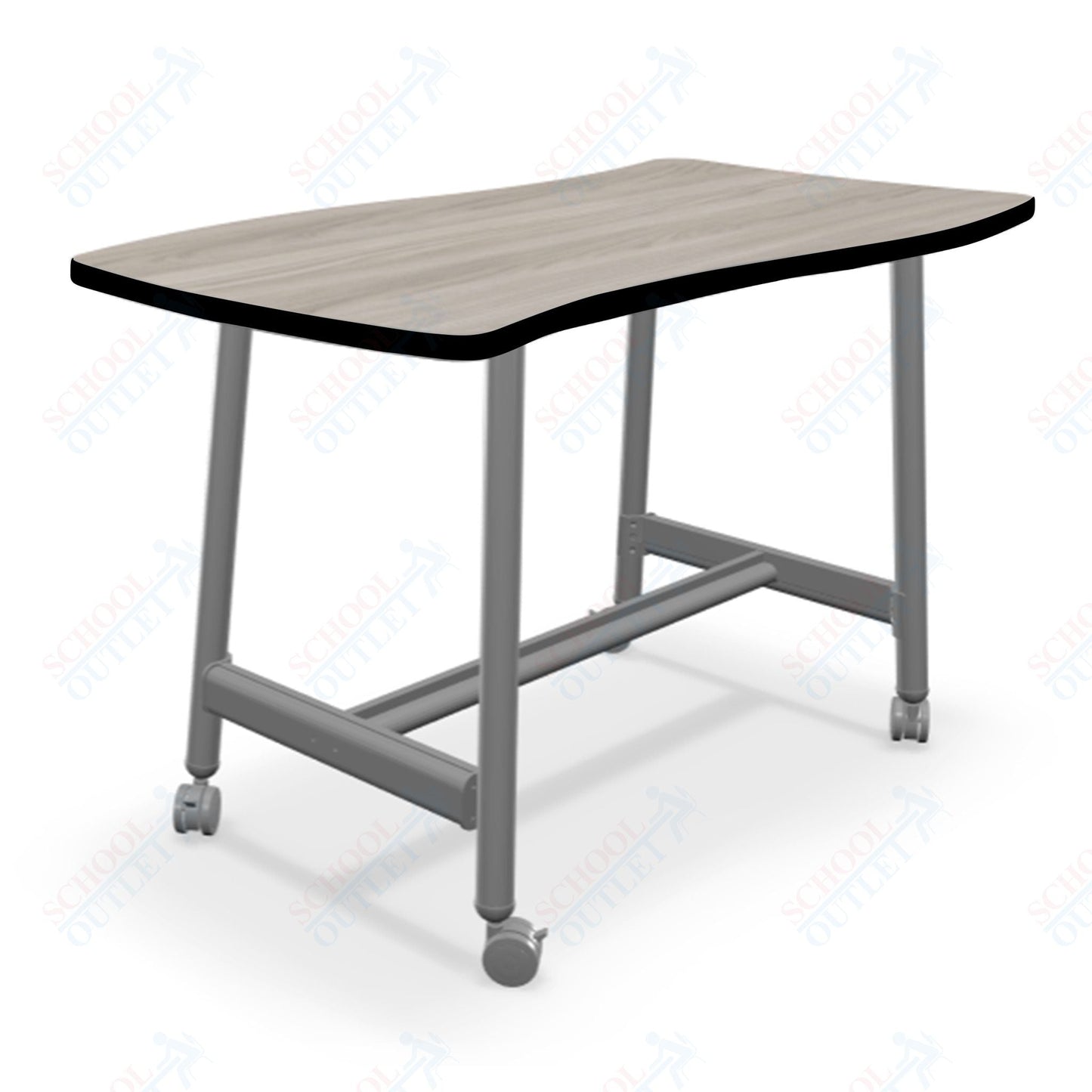 Mooreco Akt Table – Wavy Rectangle, Laminate Top, Fixed Height Available in 29"H, 36"H, or 42"H - SchoolOutlet