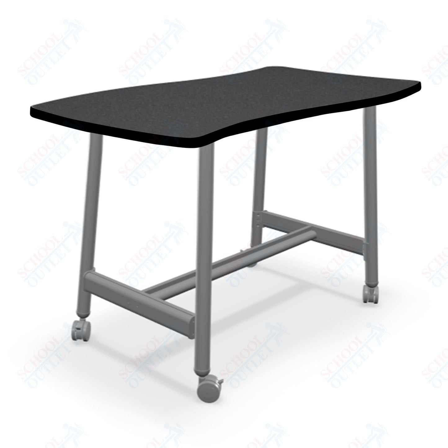 Mooreco Akt Table – Wavy Rectangle, Laminate Top, Fixed Height Available in 29"H, 36"H, or 42"H - SchoolOutlet