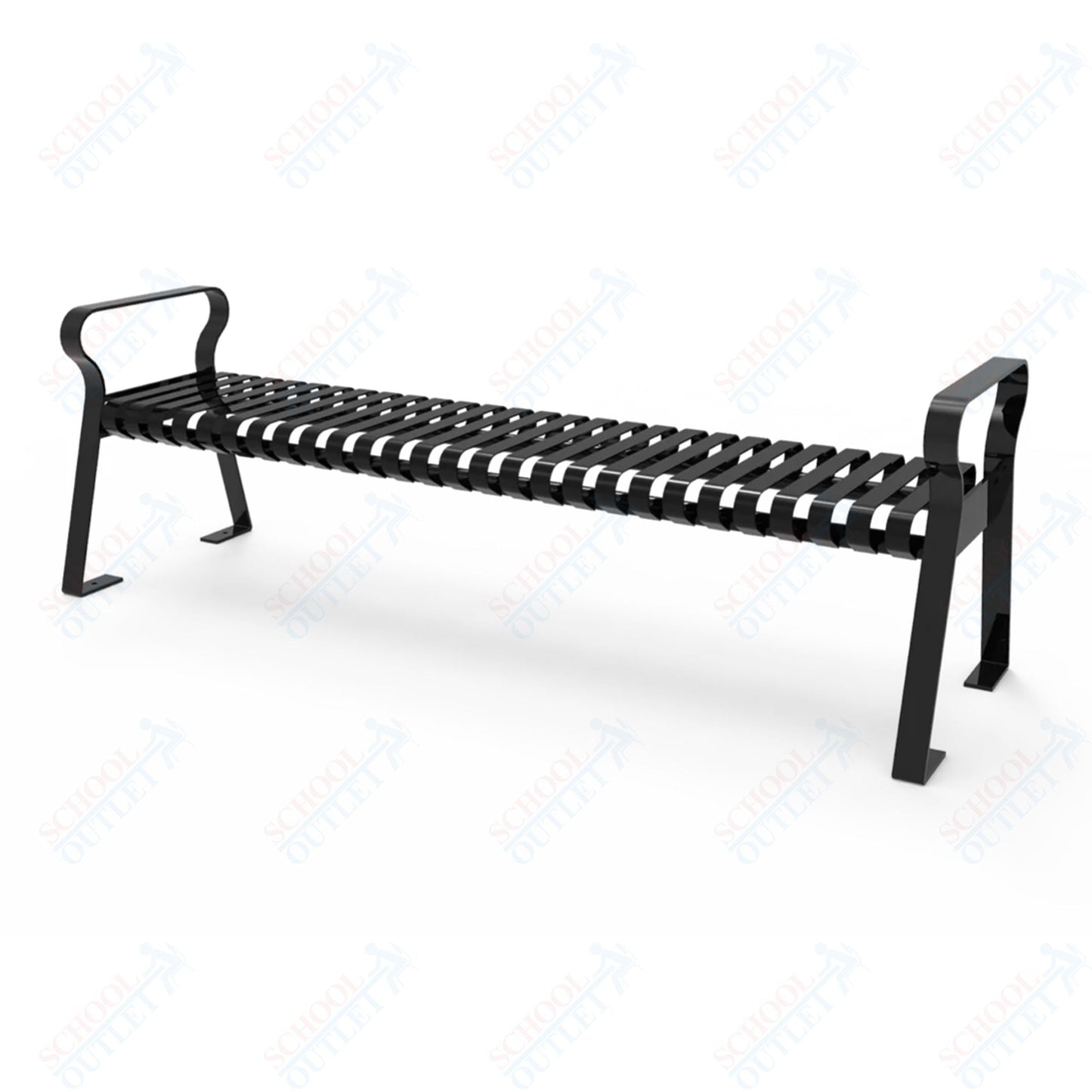 MyTcoat - Downtown Outdoor Bench Without back - Strap Metal - Portable or Surface Mount 6' L (MYT - BDT06 - K - 56) - SchoolOutlet