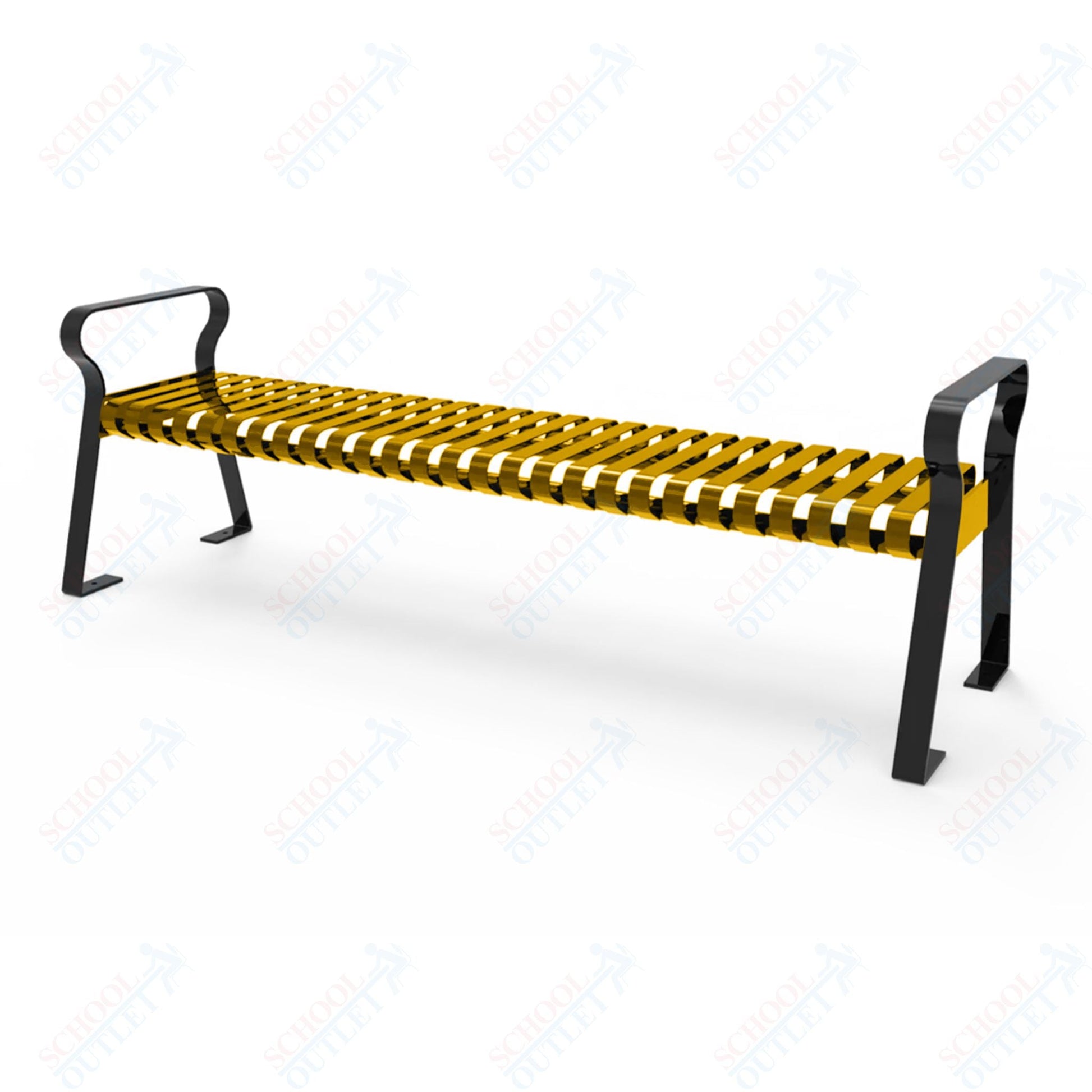 MyTcoat - Downtown Outdoor Bench Without back - Strap Metal - Portable or Surface Mount 6' L (MYT - BDT06 - K - 56) - SchoolOutlet