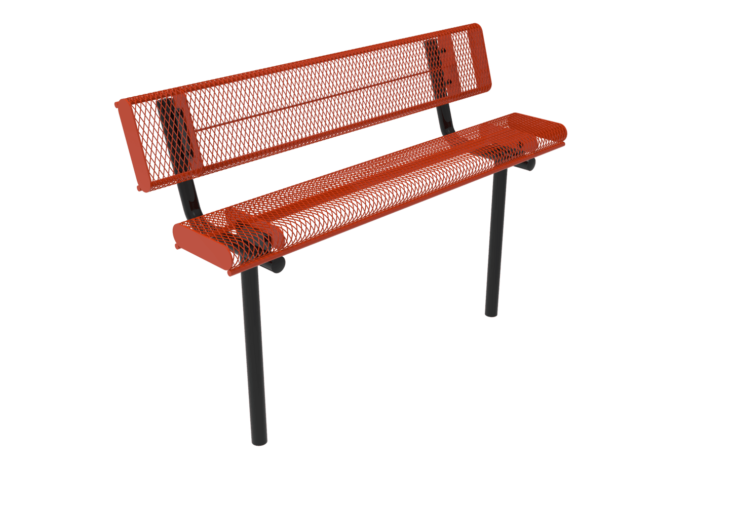 MyTcoat - Rolled Edges Outdoor Bench with Back 4' L - Inground Mount (MYT-BRE04-19) - SchoolOutlet