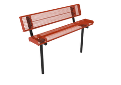 MyTcoat - Rolled Edges Outdoor Bench with Back 4' L - Inground Mount (MYT-BRE04-19)