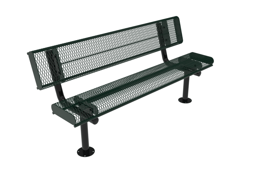 MyTcoat - Rolled Edges Outdoor Bench with Back 4' L - Surface Mount (MYT-BRE04-20) - SchoolOutlet