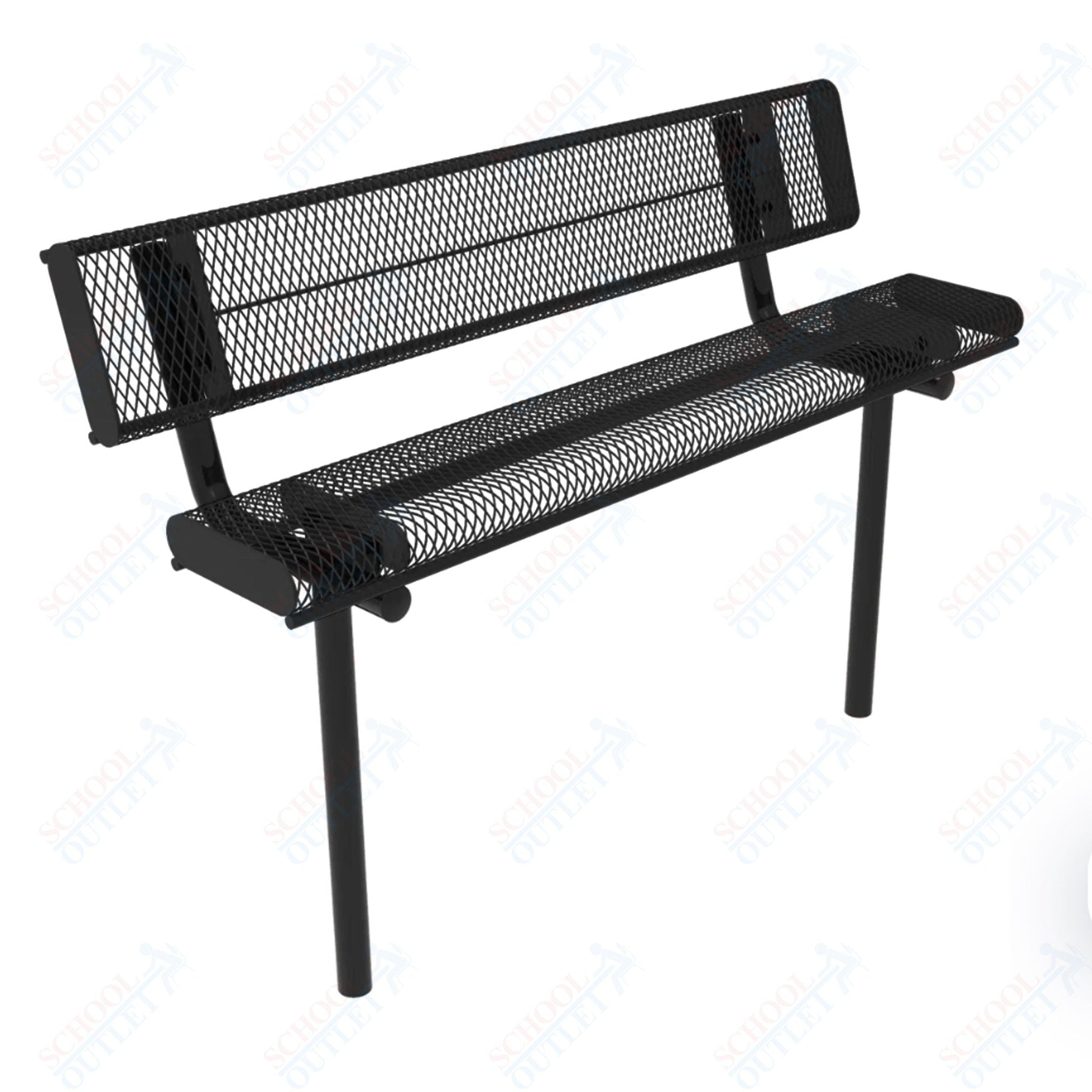 MyTcoat - Rolled Edges Outdoor Bench with Back 6' L - Inground Mount (MYT - BRE06 - 19) - SchoolOutlet