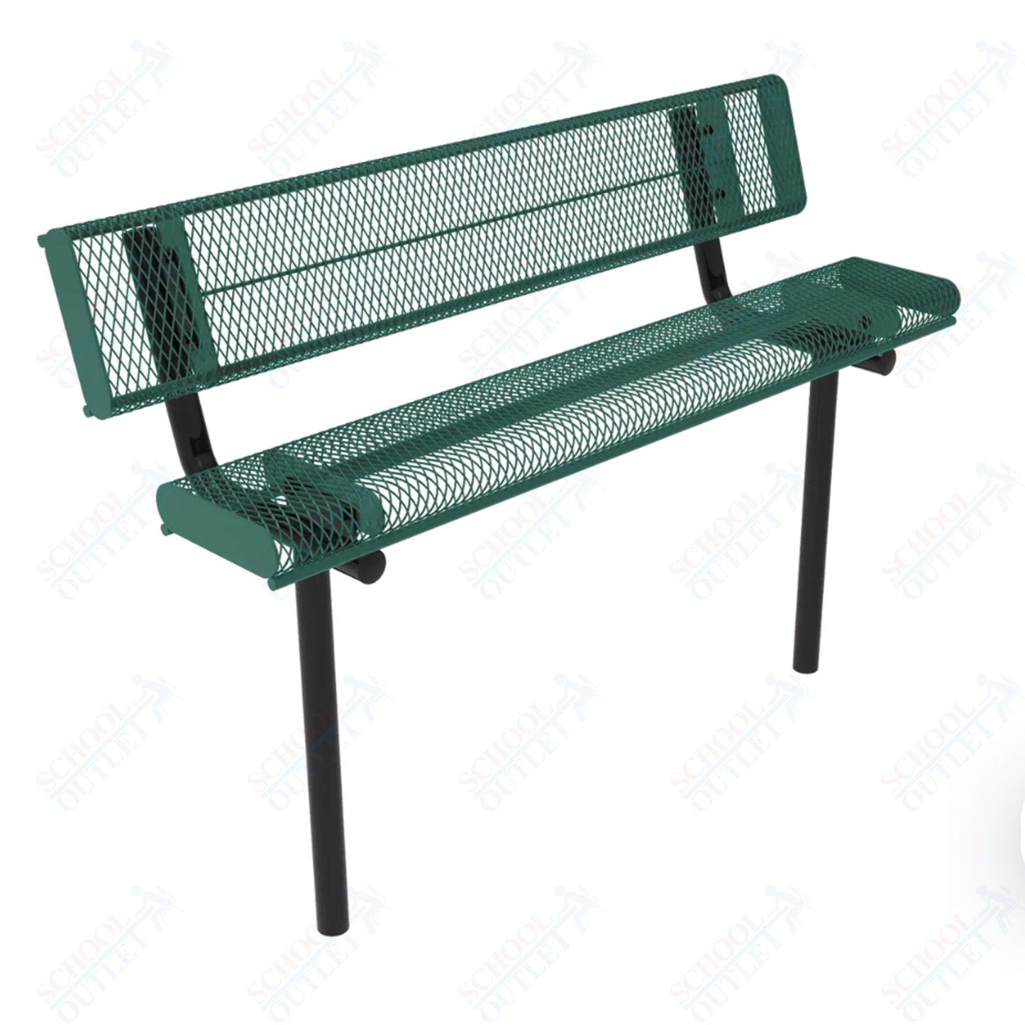 MyTcoat - Rolled Edges Outdoor Bench with Back 6' L - Inground Mount (MYT - BRE06 - 19) - SchoolOutlet