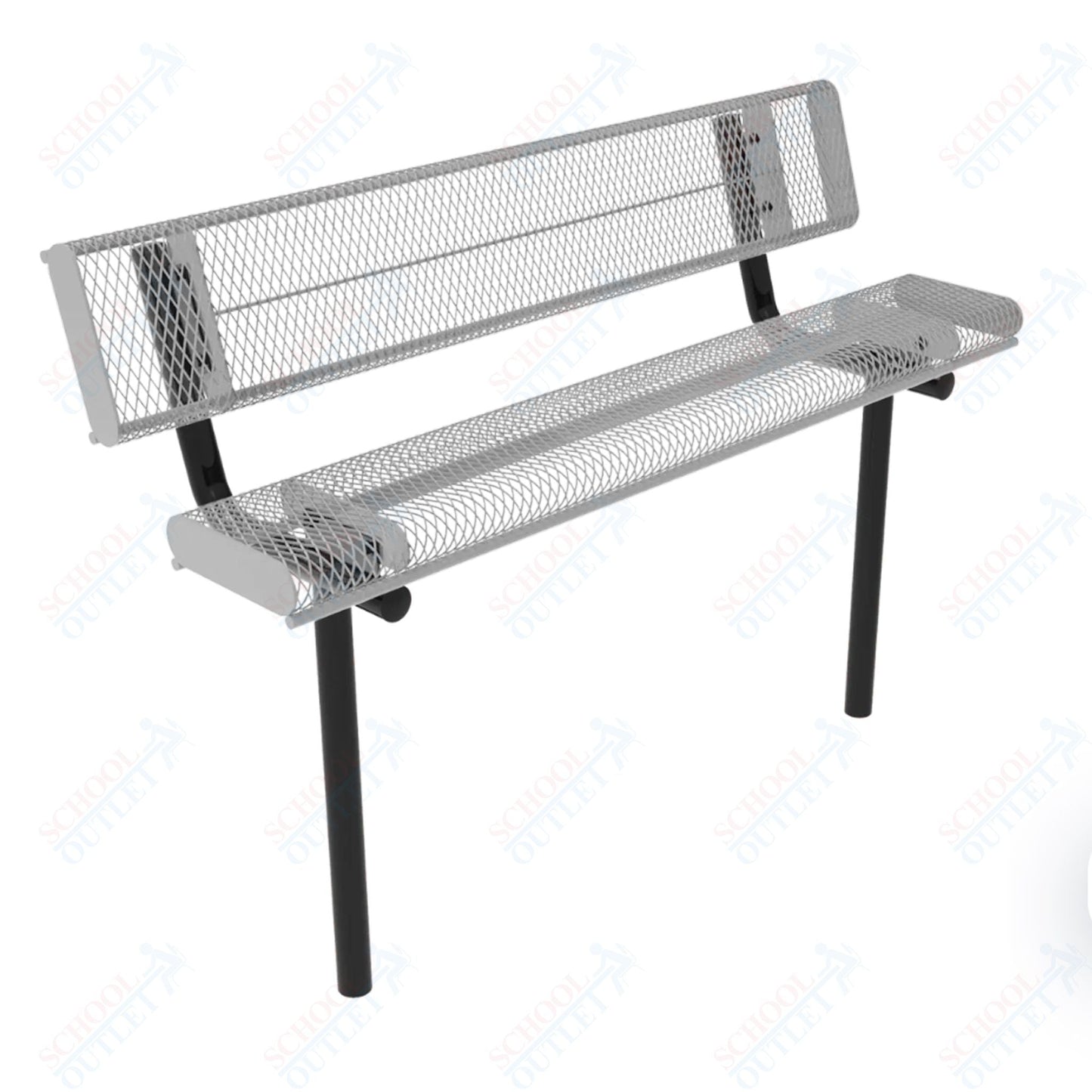 MyTcoat - Rolled Edges Outdoor Bench with Back 6' L - Inground Mount (MYT - BRE06 - 19) - SchoolOutlet