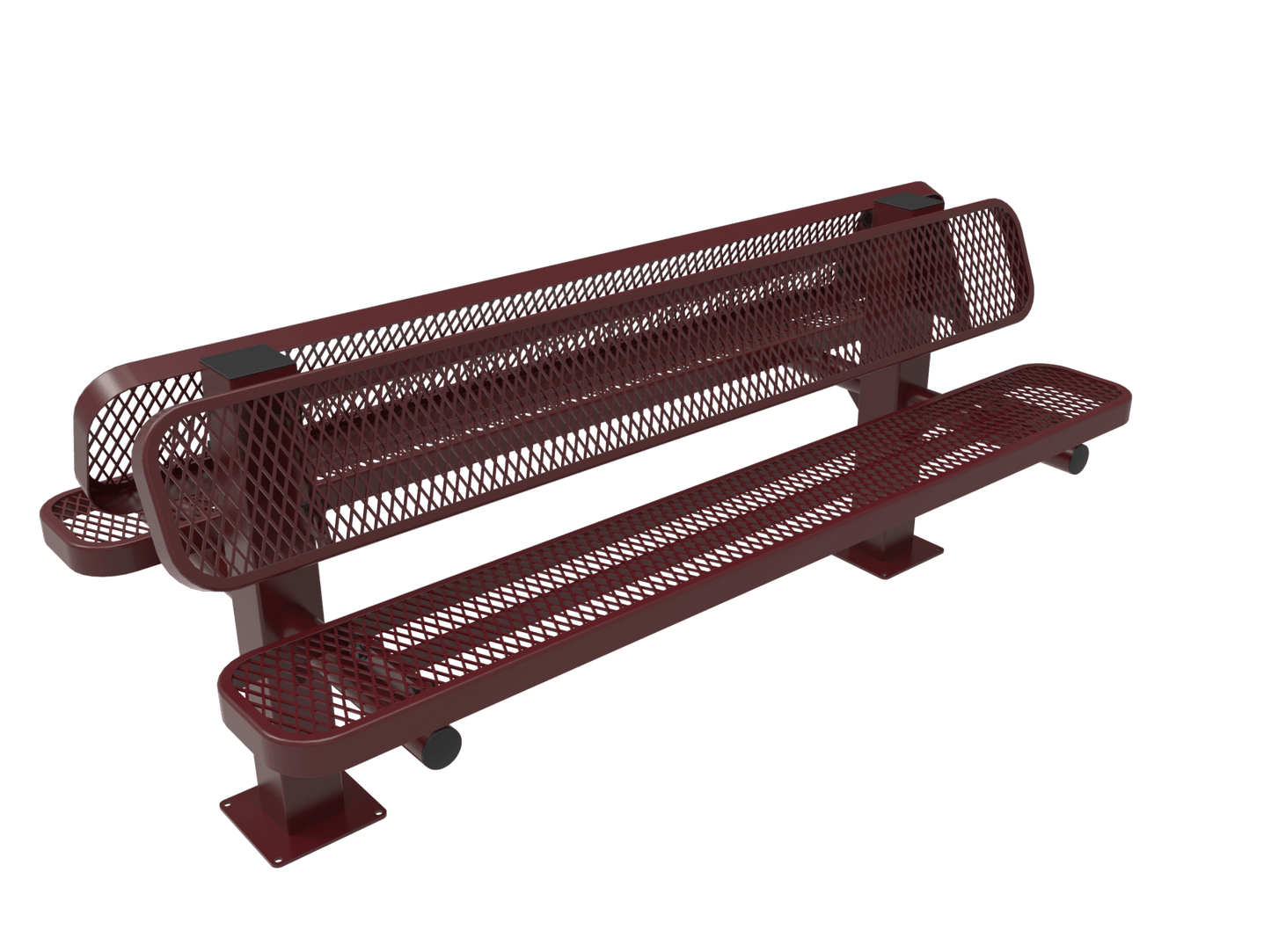 MyTcoat - Double Pedstal Outdoor Bench with Back - Surface Mount 6' L (MYT-BRT06-62-002) - SchoolOutlet
