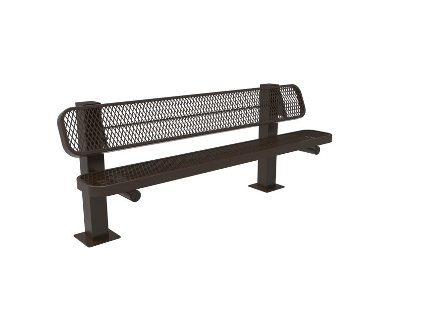 MyTcoat - Single Pedstal Outdoor Bench with Back - Surface Mount 6' L (MYT-BRT06-62) - SchoolOutlet