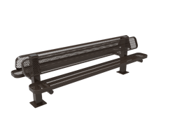 MyTcoat - Double Pedstal Outdoor Bench with Back - Surface Mount 8' L (MYT-BRT08-62-002)