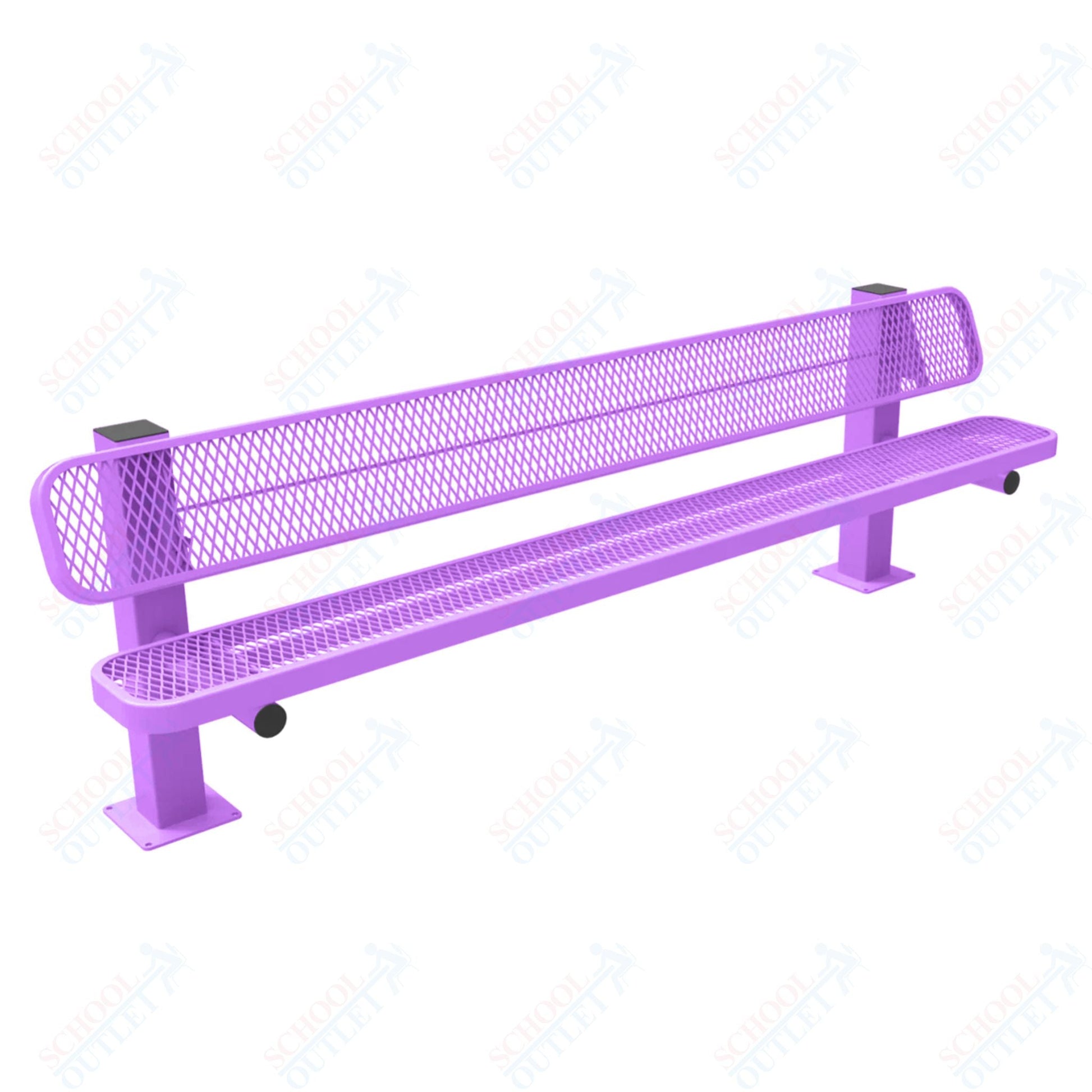 MyTcoat - Single Pedstal Outdoor Bench with Back - Surface Mount 8' L (MYT - BRT08 - 62) - SchoolOutlet