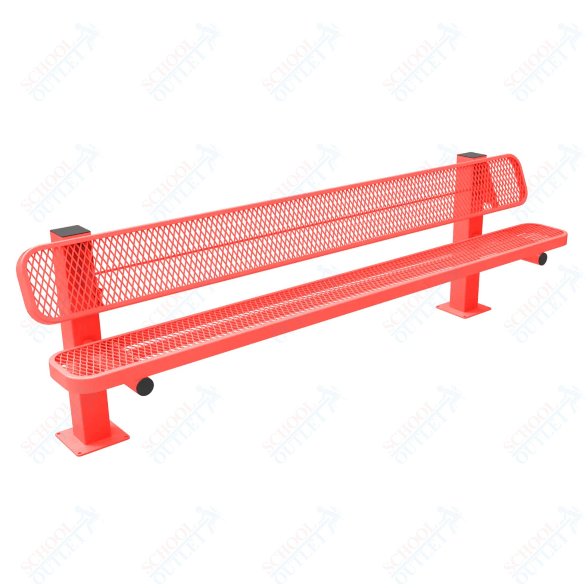 MyTcoat - Single Pedstal Outdoor Bench with Back - Surface Mount 8' L (MYT - BRT08 - 62) - SchoolOutlet