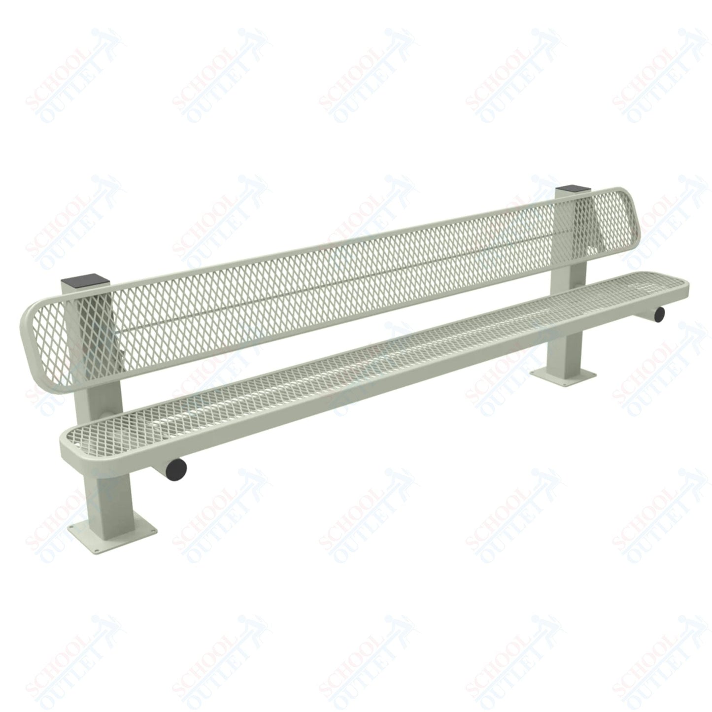 MyTcoat - Single Pedstal Outdoor Bench with Back - Surface Mount 8' L (MYT - BRT08 - 62) - SchoolOutlet