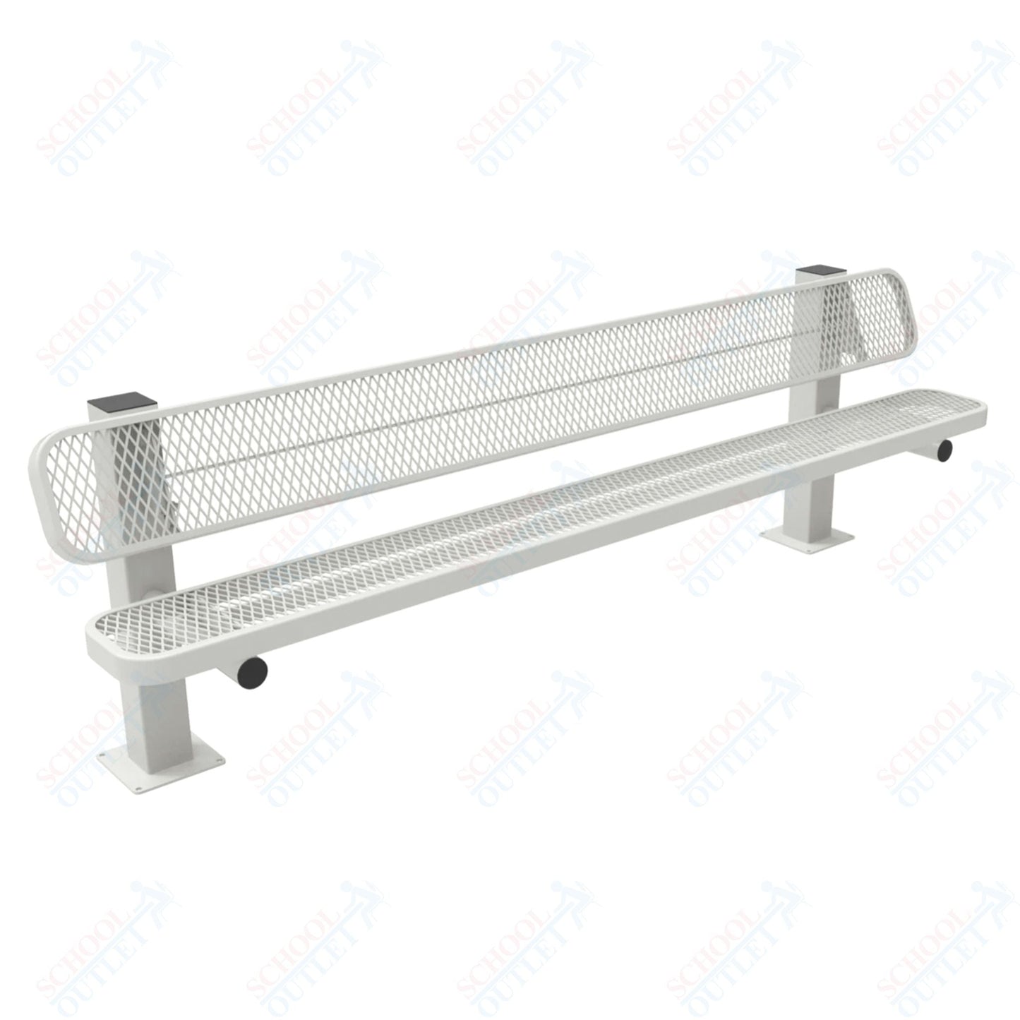 MyTcoat - Single Pedstal Outdoor Bench with Back - Surface Mount 8' L (MYT - BRT08 - 62) - SchoolOutlet