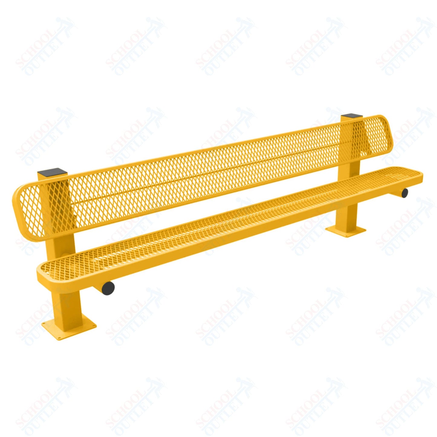 MyTcoat - Single Pedstal Outdoor Bench with Back - Surface Mount 8' L (MYT - BRT08 - 62) - SchoolOutlet