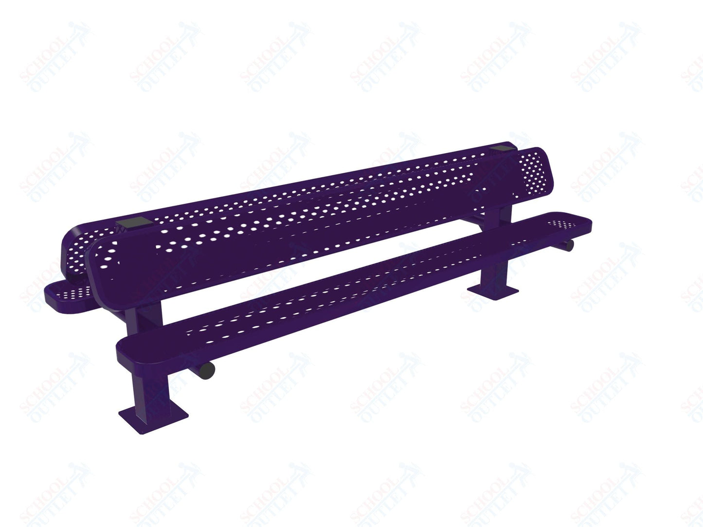 MyTcoat - Double Pedstal Outdoor Bench with Back - Surface Mount 8' L (MYT - BRT08 - 62 - 002) - SchoolOutlet