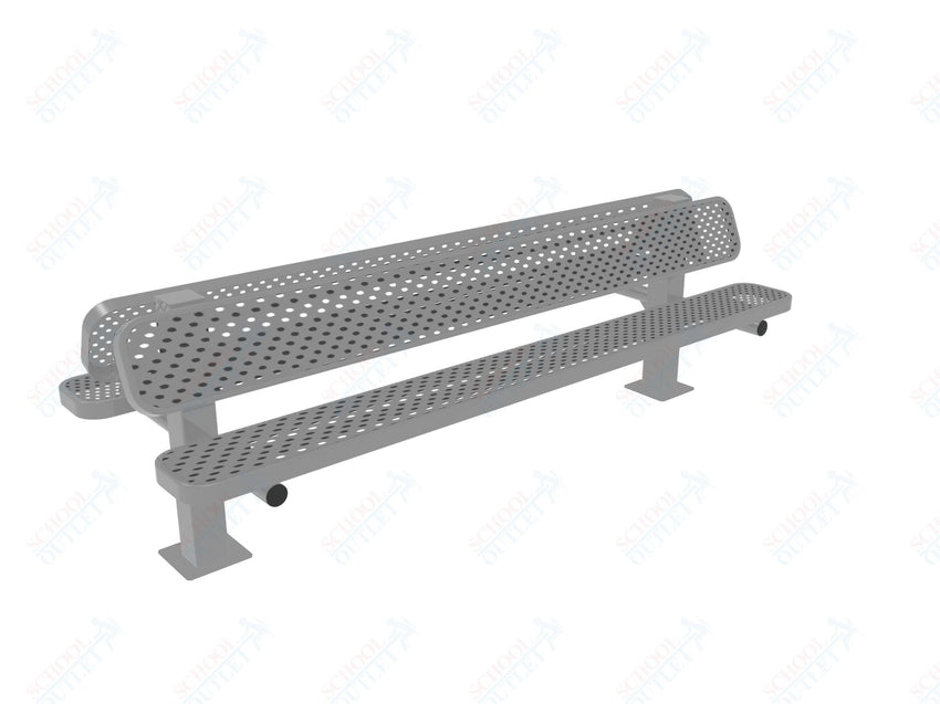 MyTcoat - Double Pedstal Outdoor Bench with Back - Surface Mount 8' L (MYT - BRT08 - 62 - 002) - SchoolOutlet