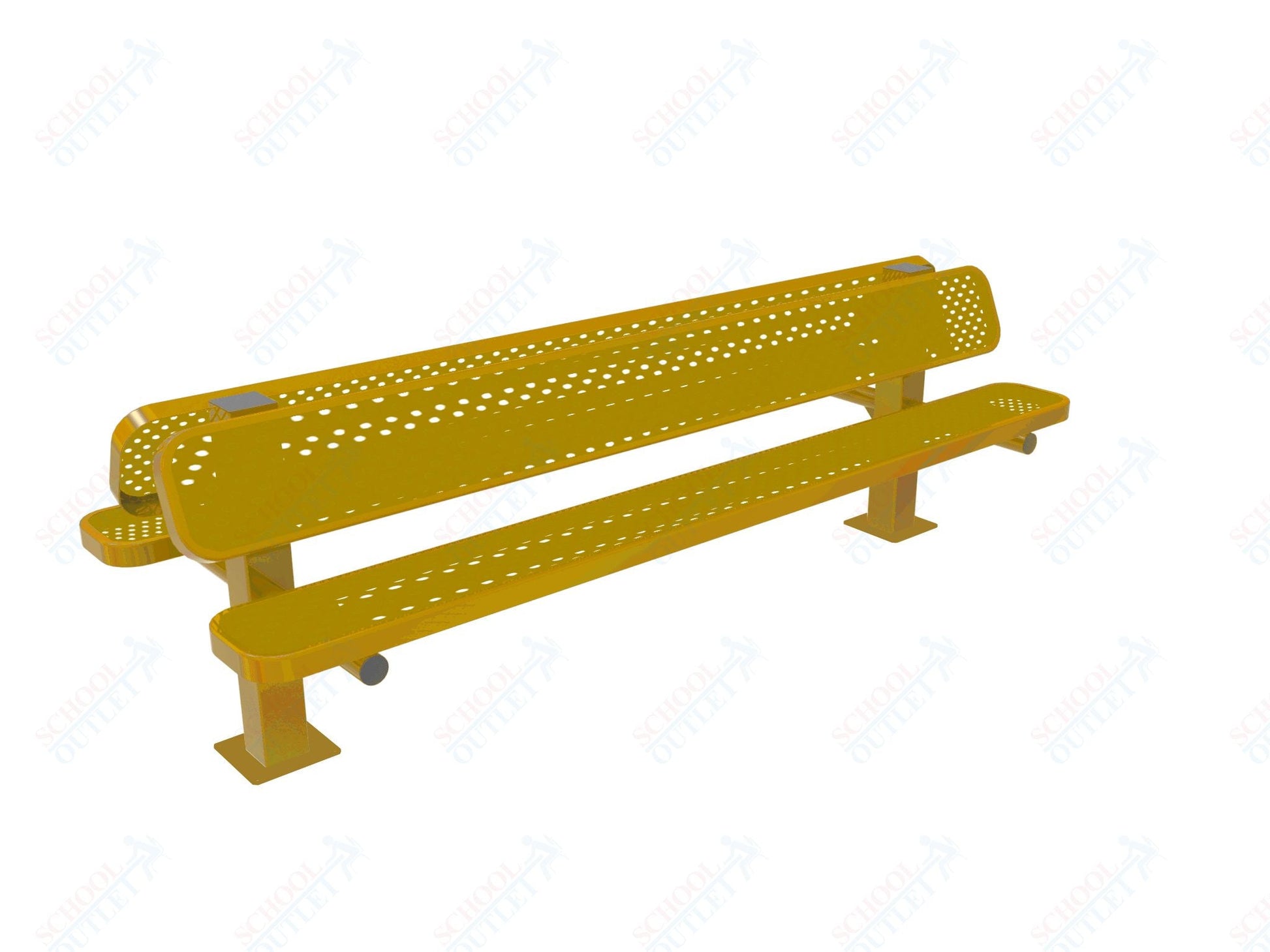 MyTcoat - Double Pedstal Outdoor Bench with Back - Surface Mount 8' L (MYT - BRT08 - 62 - 002) - SchoolOutlet