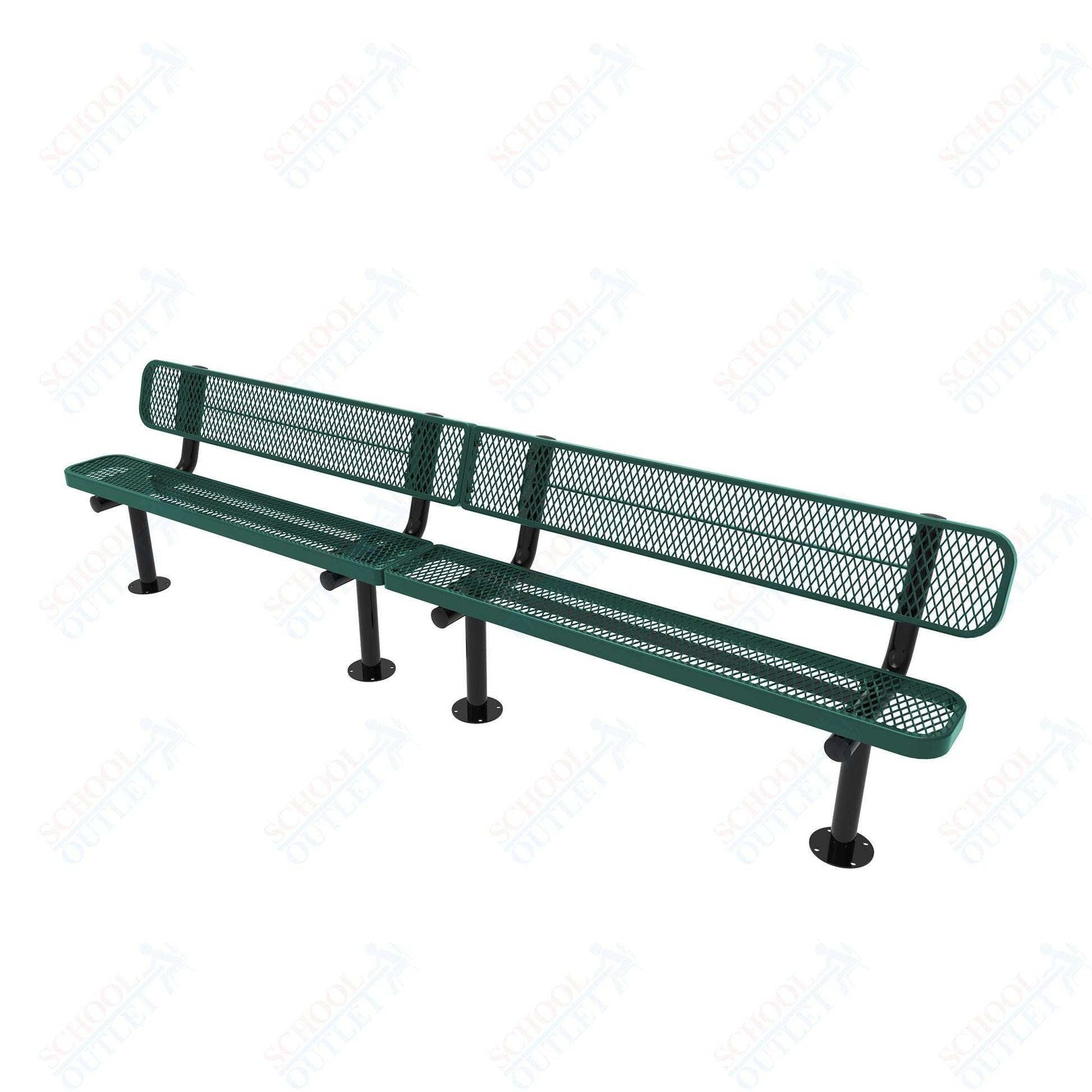 MyTcoat - Standard Outdoor Bench with Back - Surface Mount 15' L (MYT - BRT15 - 20) - SchoolOutlet