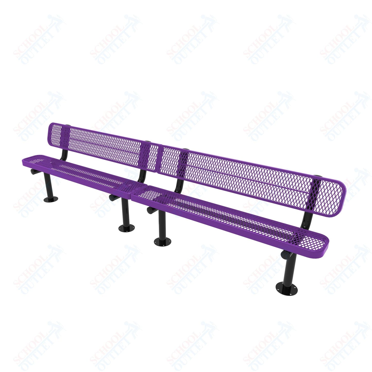 MyTcoat - Standard Outdoor Bench with Back - Surface Mount 15' L (MYT - BRT15 - 20) - SchoolOutlet