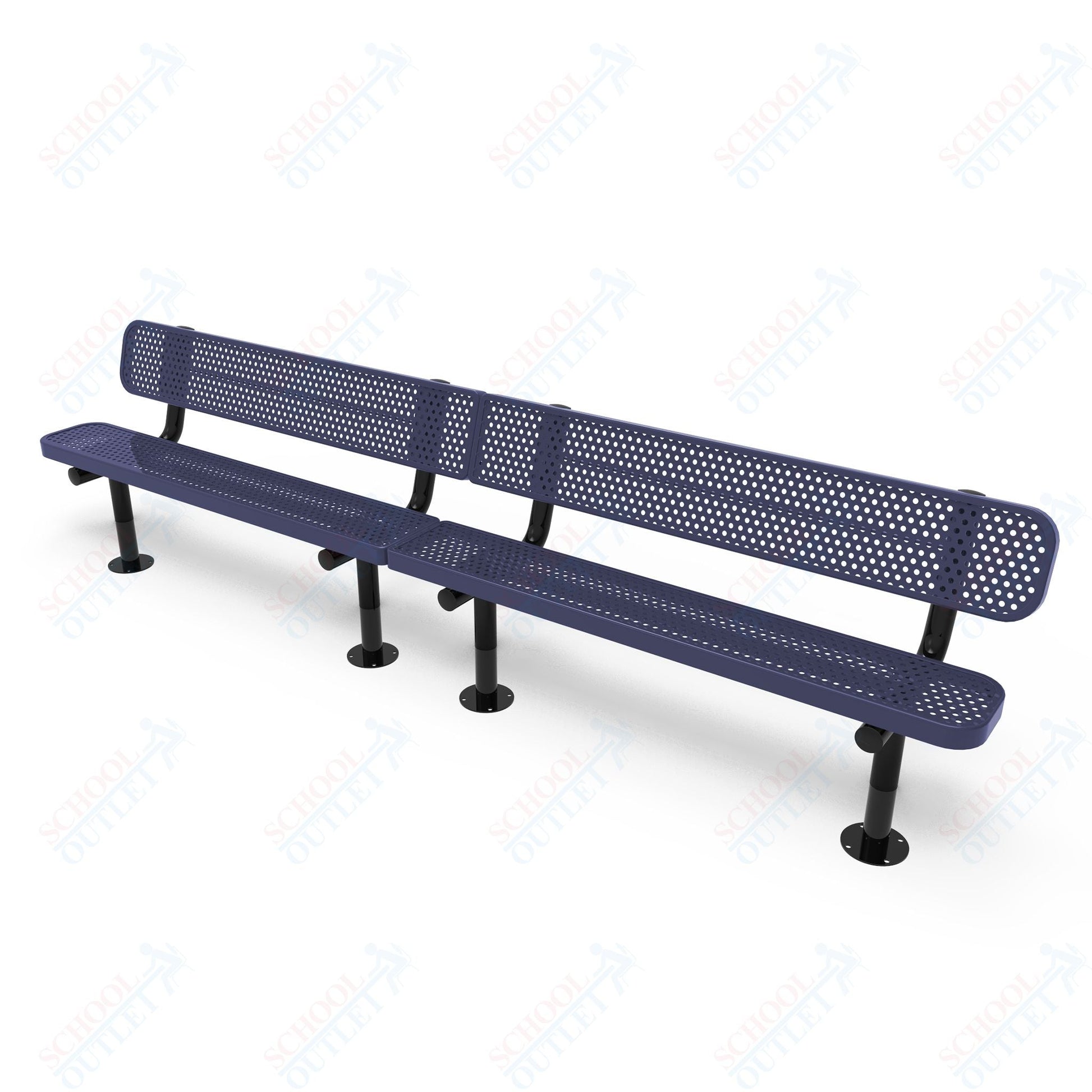 MyTcoat - Standard Outdoor Bench with Back - Surface Mount 15' L (MYT - BRT15 - 20) - SchoolOutlet