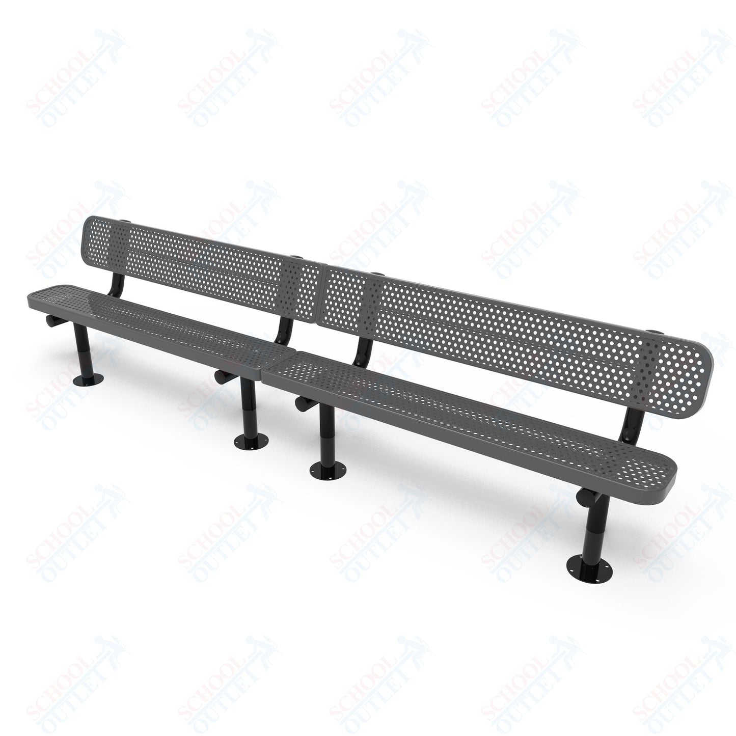 MyTcoat - Standard Outdoor Bench with Back - Surface Mount 15' L (MYT - BRT15 - 20) - SchoolOutlet