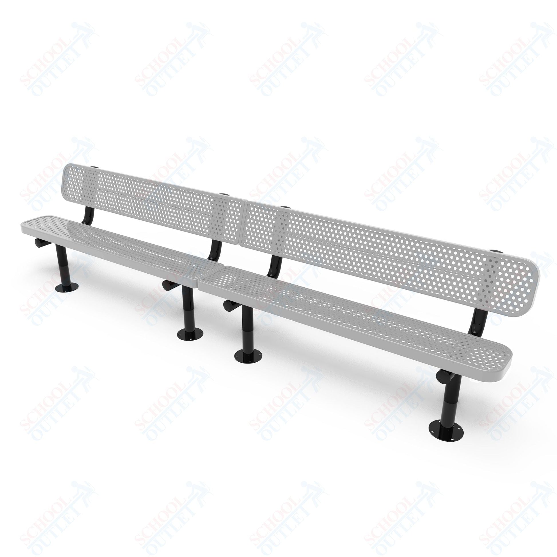 MyTcoat - Standard Outdoor Bench with Back - Surface Mount 15' L (MYT - BRT15 - 20) - SchoolOutlet