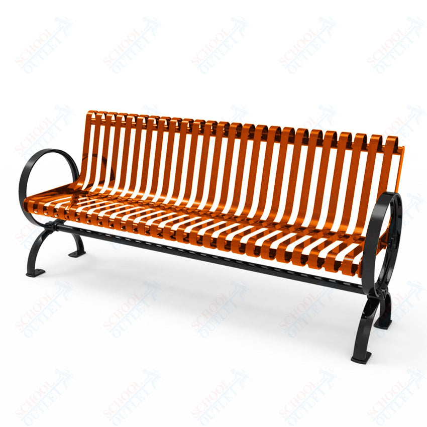 MyTcoat - Village Outdoor Bench with Rolled Back - Portable or Surface Mount 4' L (MYT - BVL04 - R - 58) - SchoolOutlet