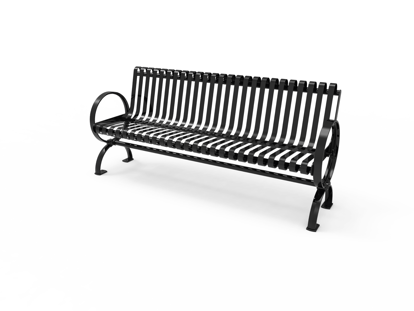 MyTcoat - Village Outdoor Bench with Rolled Back - Portable or Surface Mount 6' L (MYT-BVL06-R-58) - SchoolOutlet