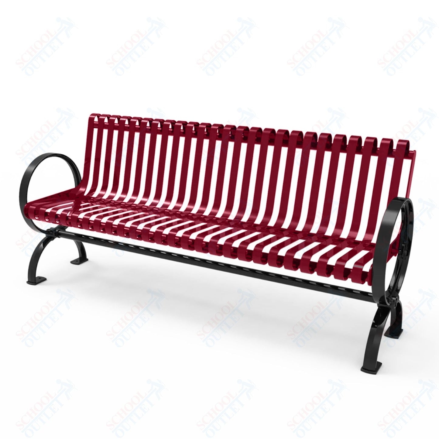 MyTcoat - Village Outdoor Bench with Rolled Back - Portable or Surface Mount 6' L (MYT - BVL06 - R - 58) - SchoolOutlet